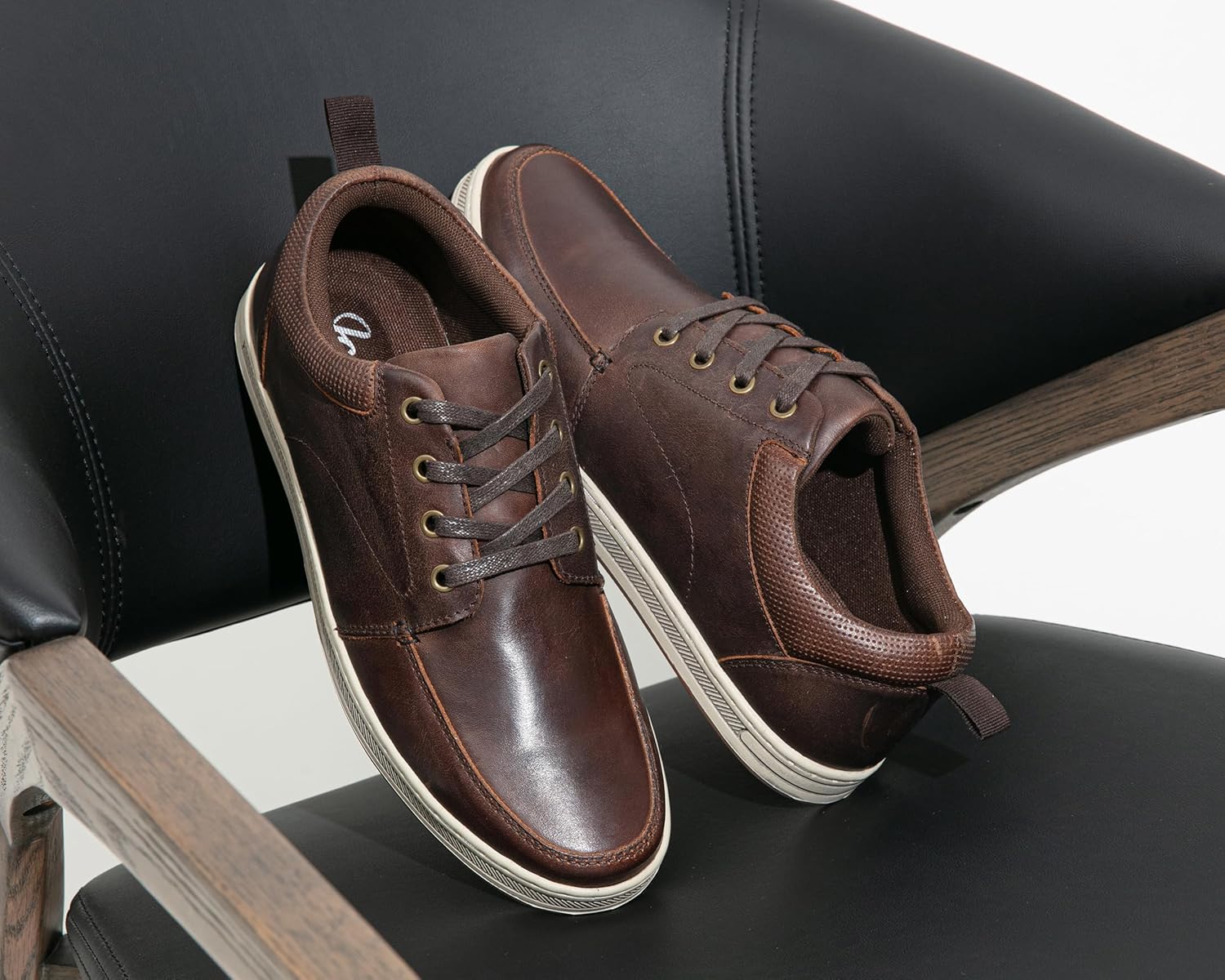 Jousen Men's Leather Fashion Sneakers Retro Dress Business Casual Shoes for Men - Image 4