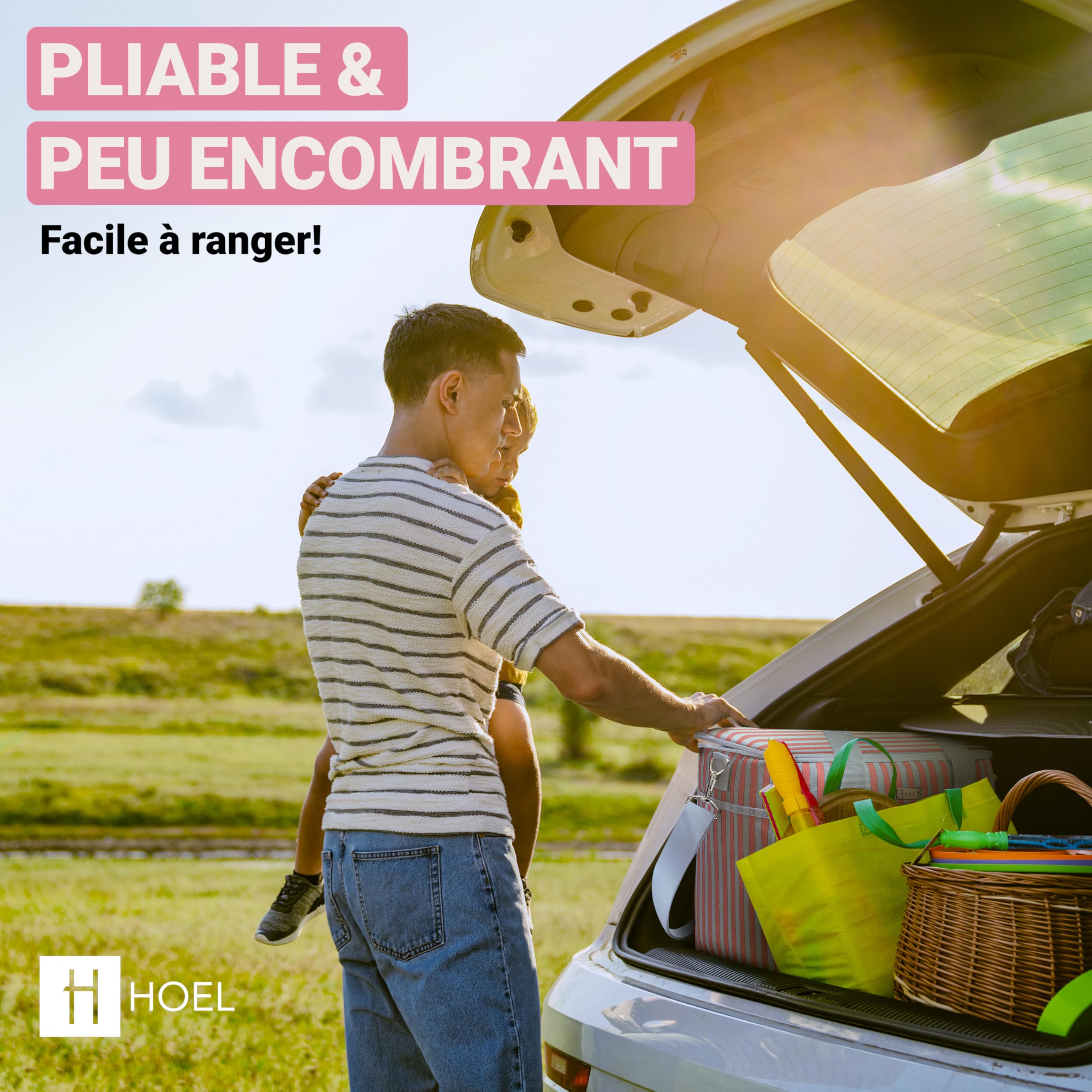 HOEL Sac isotherme pour aliments et boissons - Sac isotherme - Sac à déjeuner étanche et étanche - Sac isotherme pour voiture et shopping - Sac de pique-nique