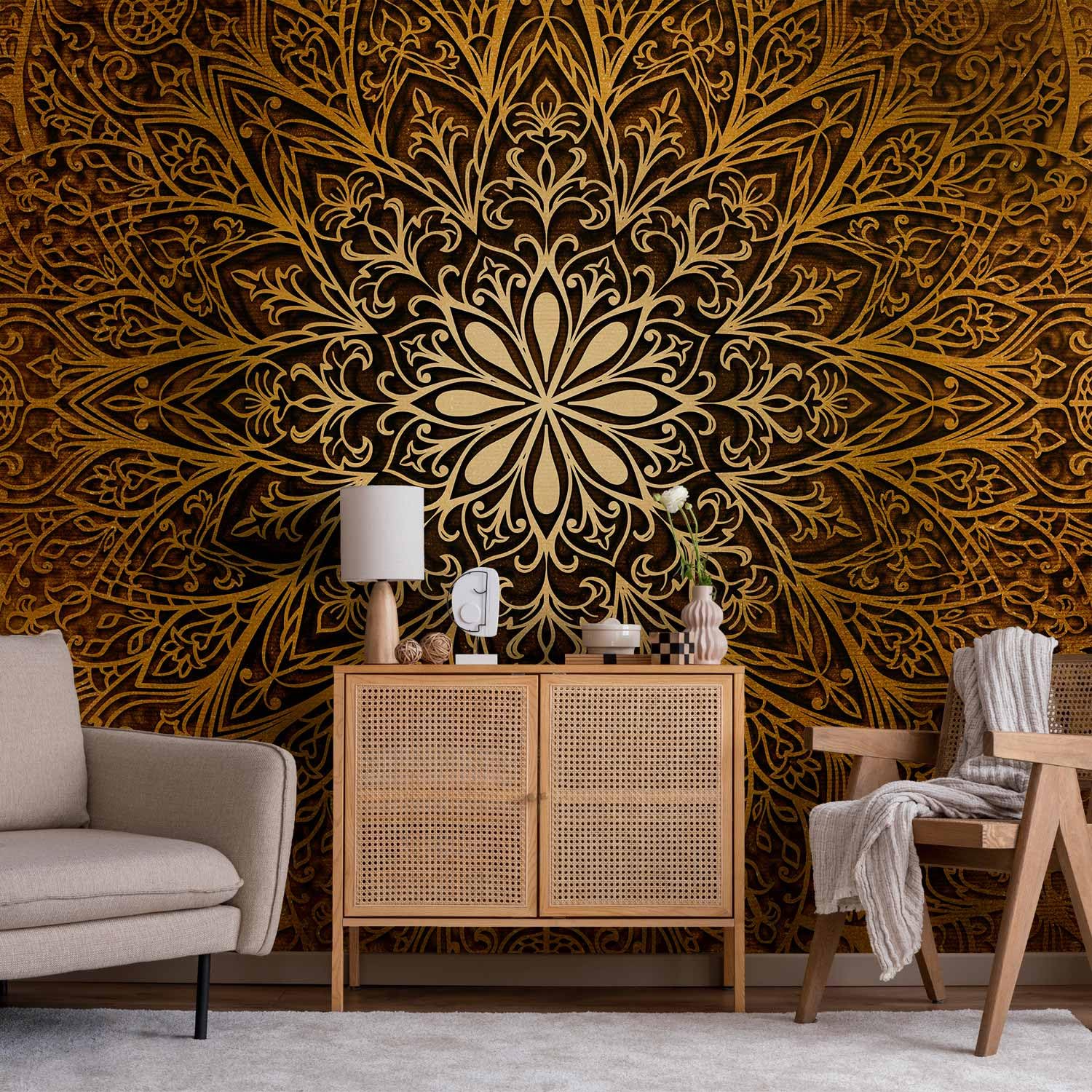 artgeist Wall Mural Mandala 193x110 in - XXL Peel and Stick Self-Adhesive Foil Wall Mural Removable Sticker Premium Print Picture Image Design Home Decor f-A-0491-x-c