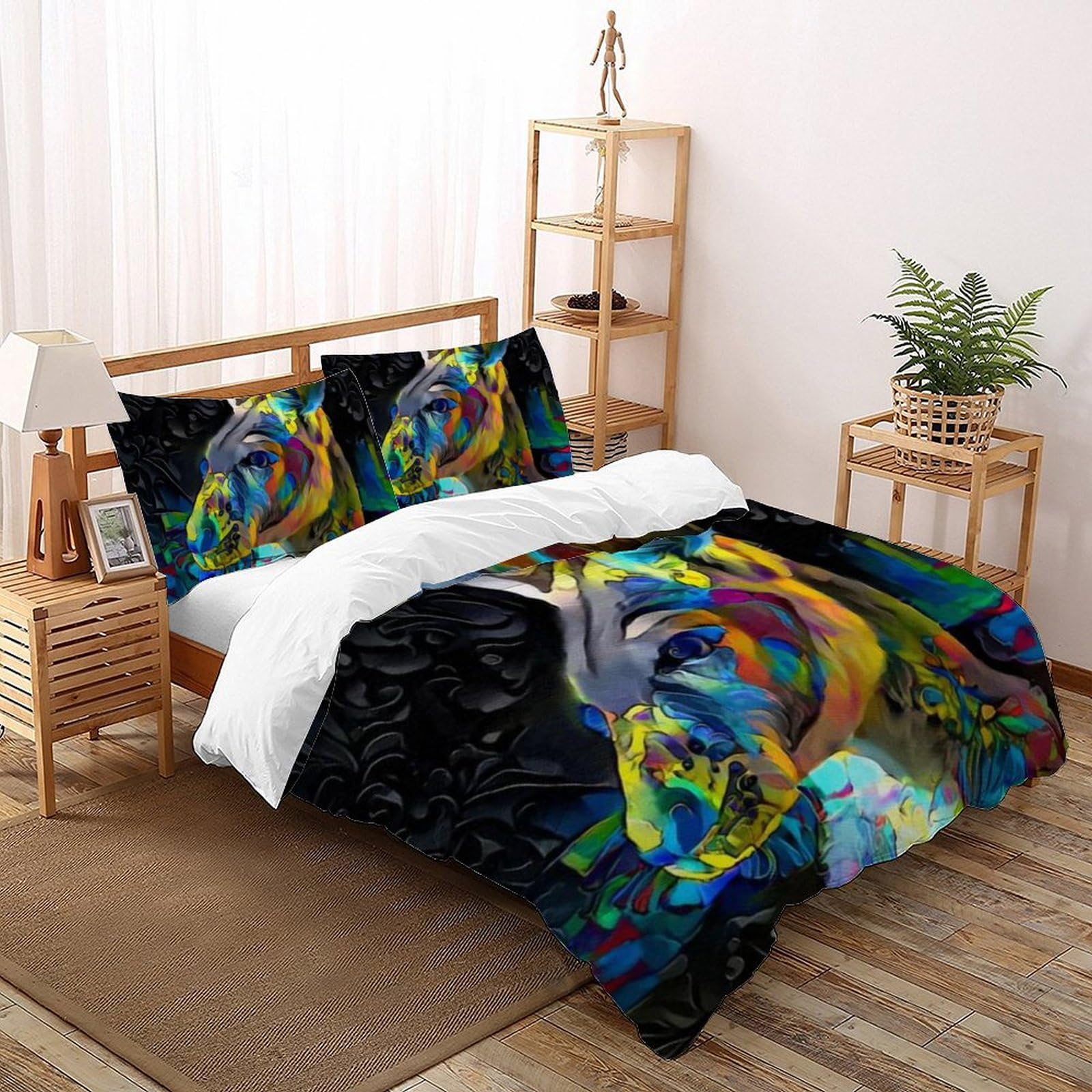Housse de couette 220x240 animaux imprimé 3D enfants fermeture éclair King