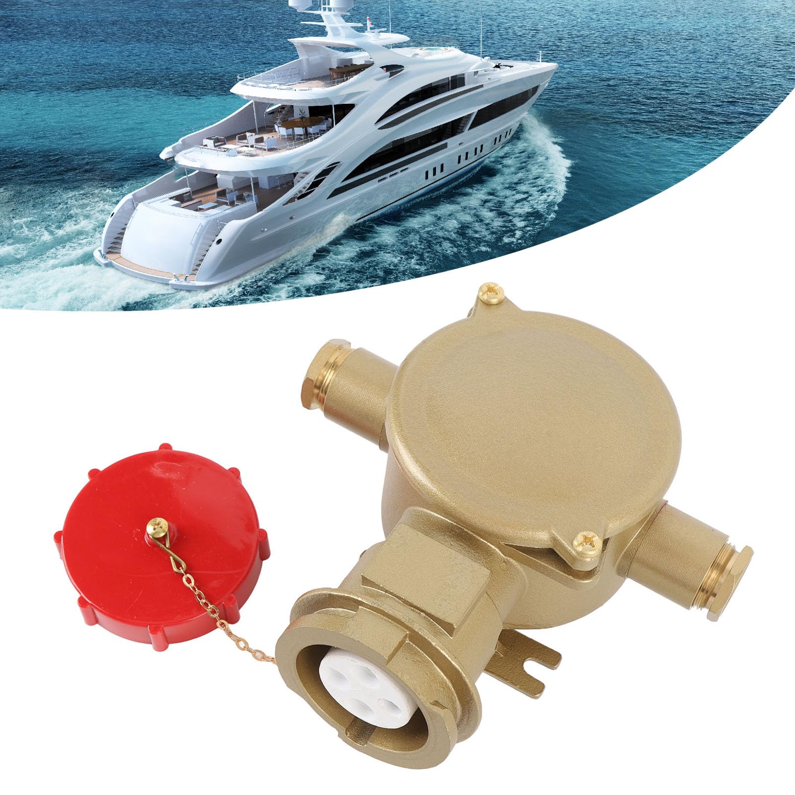 Conector de Caja de Conexiones de Latón Marino IP56 Protector 16A Excelente Conductividad Eléctrica Caja de Conexiones Enchufe de Interruptor CZS3-2/7I4 para Barco Barco Puede el Material de
