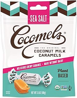 Coconut Milk Caramels, Sea Salt Flavor, Organic, Dairy Free, Vegan, Gluten Free, Non-GMO, No High Fructose Corn Syrup, Kosher, Plant Based, Individually Wrapped Candy, (1 Pack)
