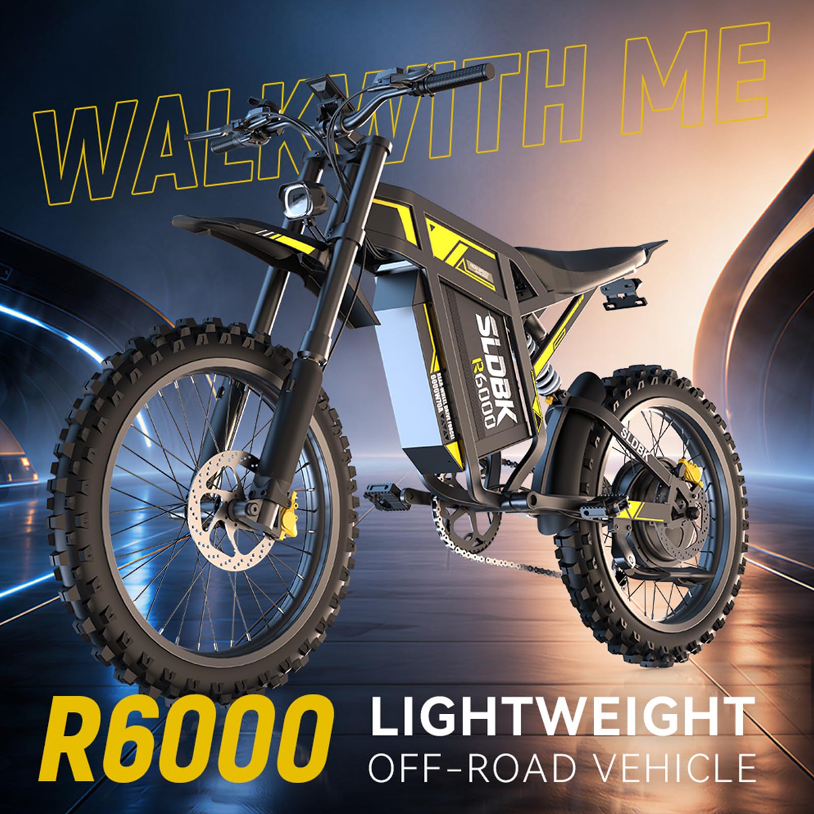 R6000 Vélo électrique Tout-Terrain Adulte, Batterie Amovible 60V 30Ah, Autonomie jusqu'à 75 Miles, Pneus 17", Suspension complète, Freins hydrauliques, Écran LCD, NFC, Shimano 7 Vitesses