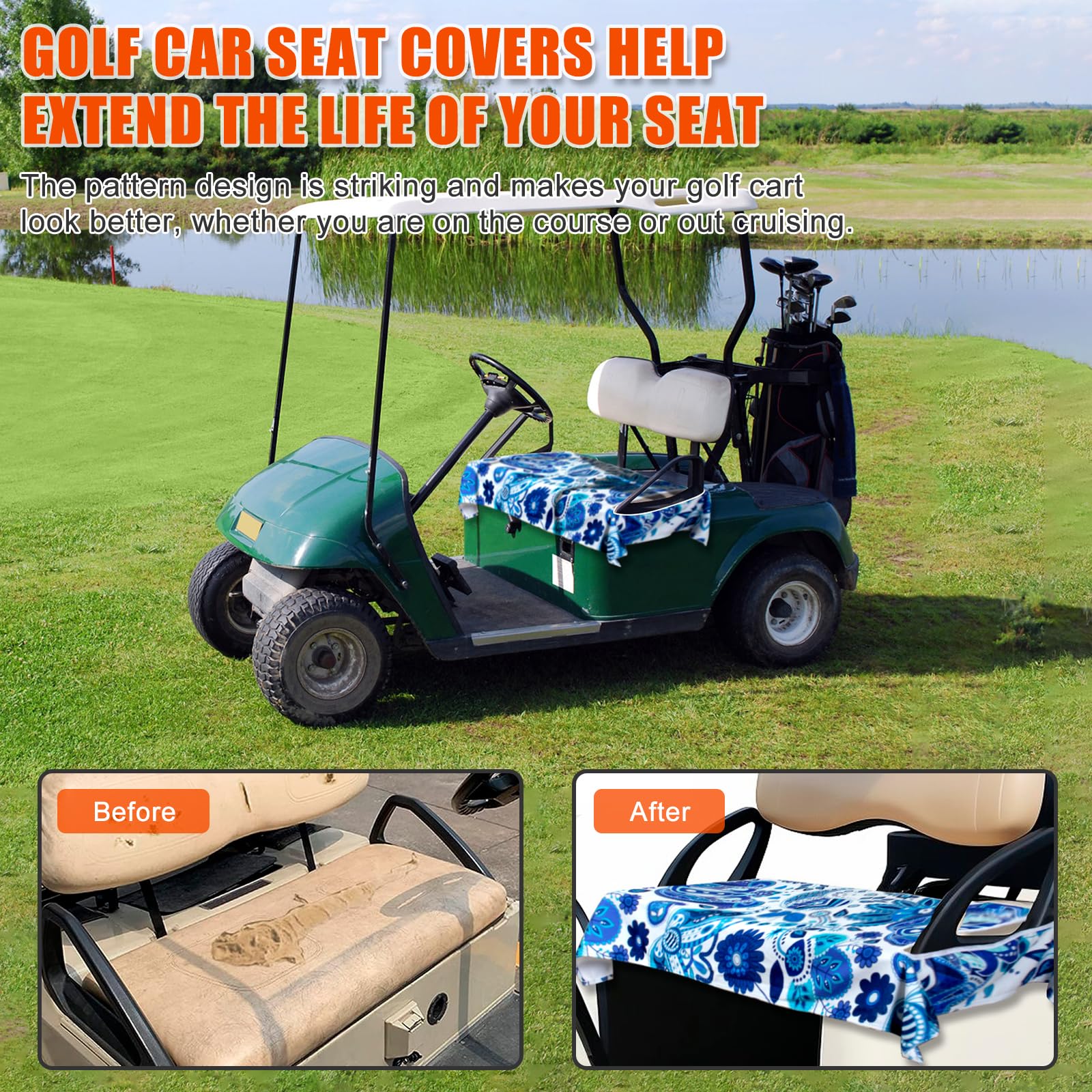 ゴルフカート用シートカバー⛳+雨用カバー　一体型リバーシブル　ドット柄 ゴルフカート用シートカバー⛳+雨用カバー 一体型リバーシブル