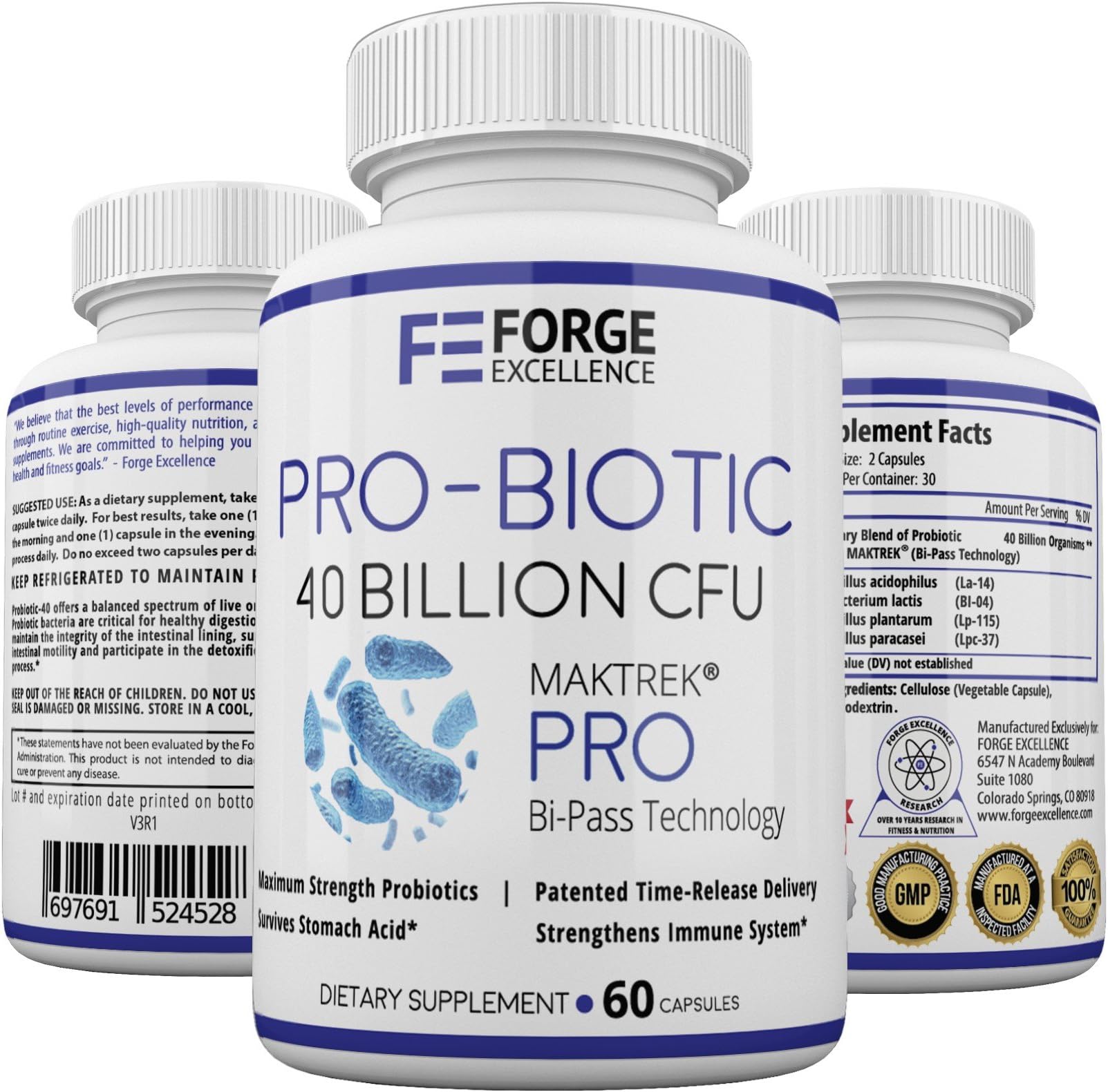 PRO-BIOTIC- Probiotic Supplements for Men, Women, and Children: 60 Time Release Capsules w/ Patented Delivery Technology - 40 Billion CFU of Most Essential Strains - Improves Digestive Health