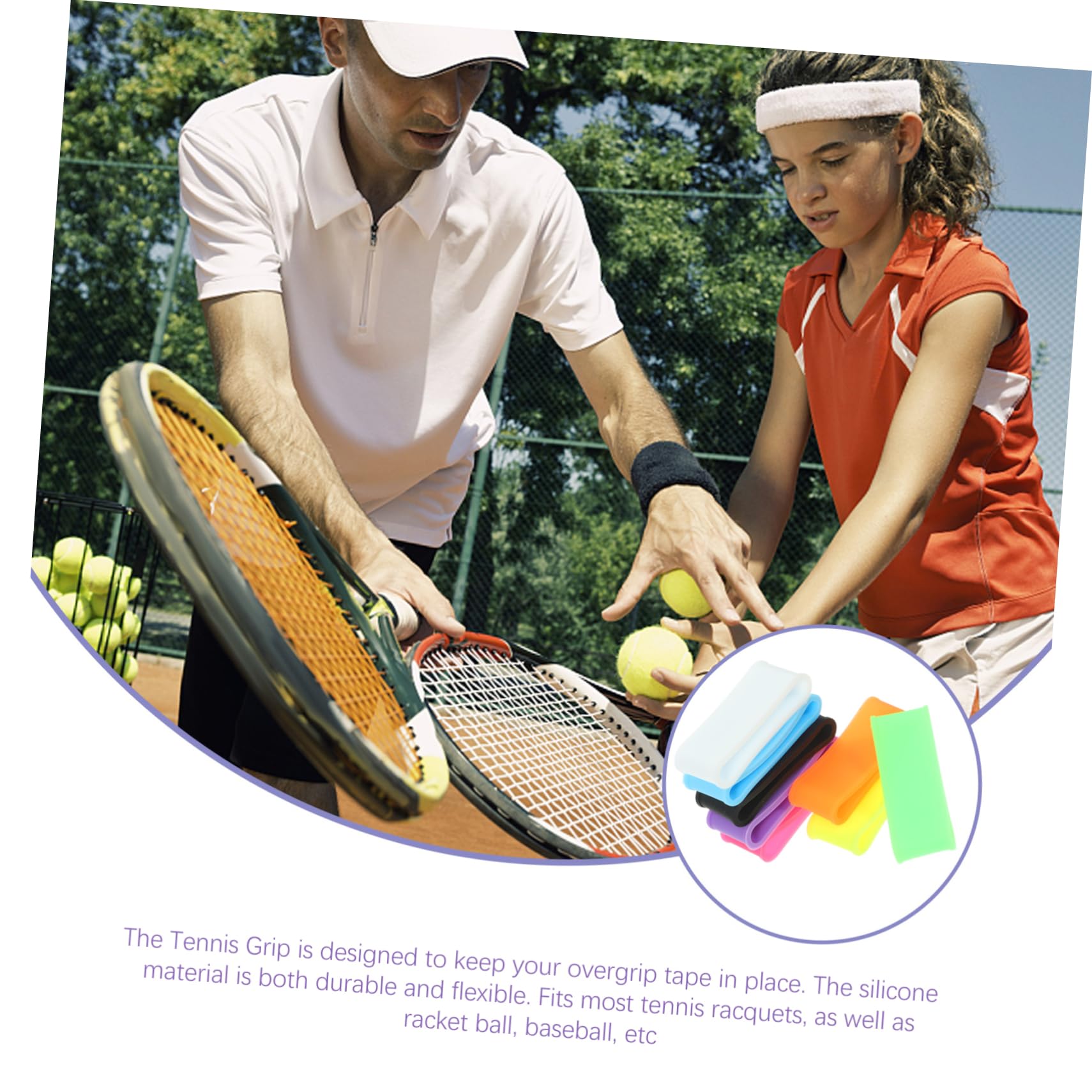 Sosoport Anello di Slittamento Nastro A Presa Overgrip Presa Badminton Impugnature da Badminton Tennis Anello per Racchetta Riutilizzabile Accessori Badminton Gel di Silice