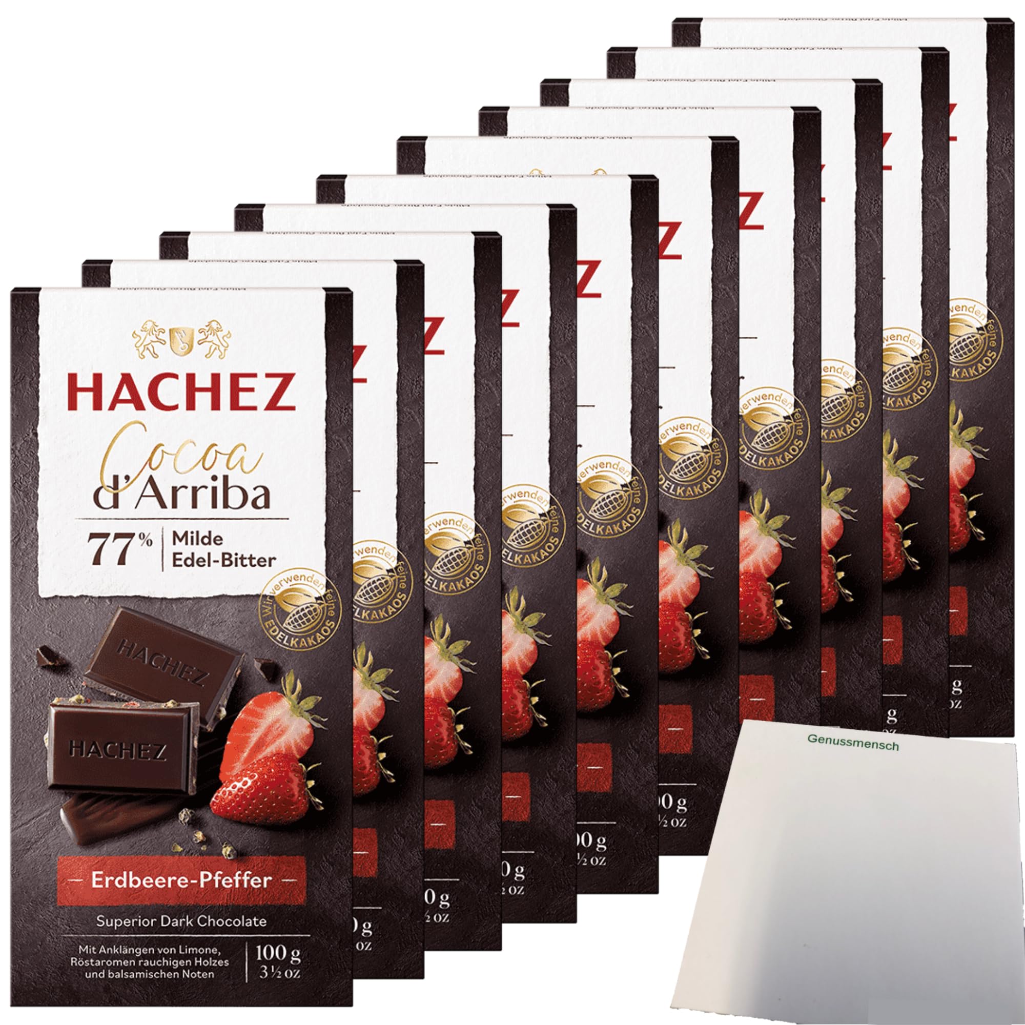 usy Bundle für Hachez Schokolade D'Arriba Erdbeer Pfeffer VPE (10x100g Tafel) + usy Block