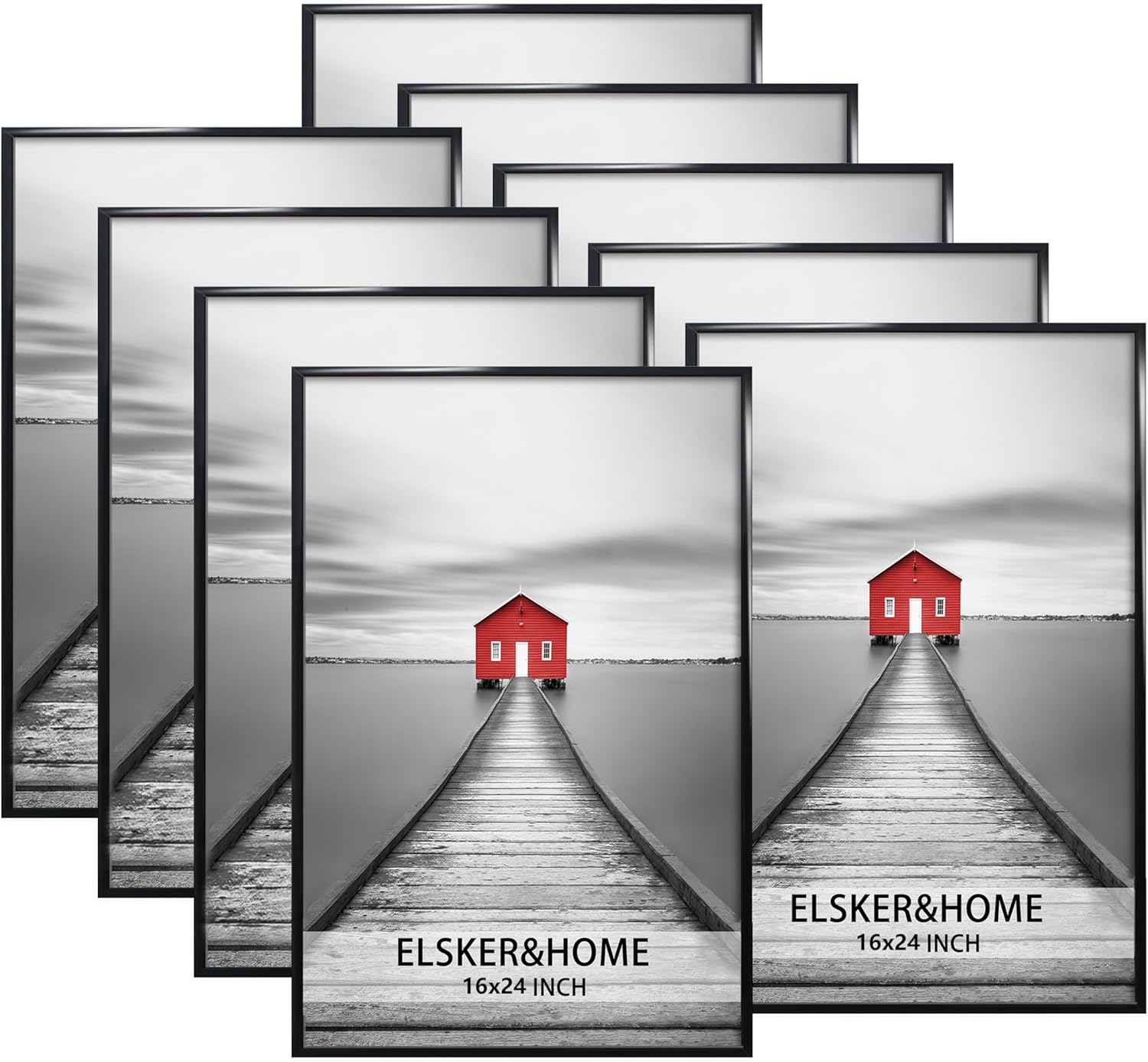 ELSKER&HOME 16x24 Poster Frame 9 Pack, Black Picture Frame for Horizontal or Vertical Wall Mounting, Sturdy and Scratch-proof Black-9Pack 16 x 24