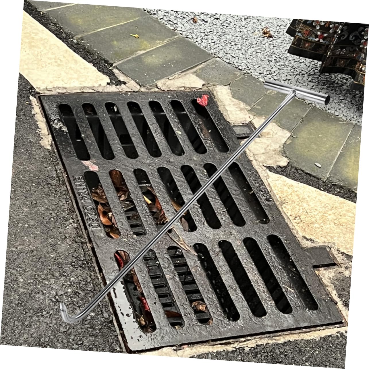 Unomor Stainless Steel T-Hook Lifter 2pcs Manhole Cover Hooks Sewer Hook Manhole Cover Lifting Tool for Manhole Roll-