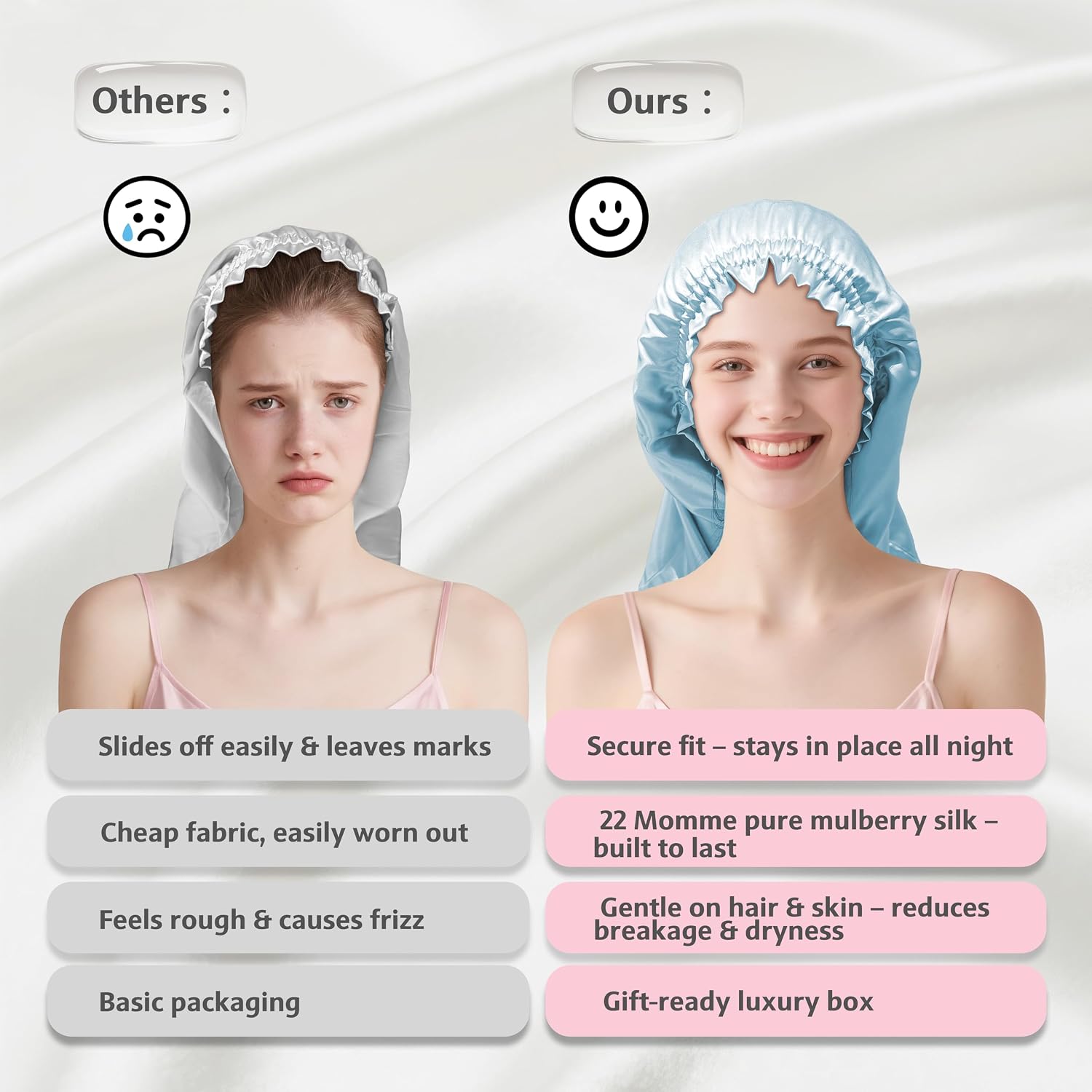 townssilk Silk Sleep Cap, 100% 22 Momme Mulberry Silk for Women, Luxurious, Breathable, Sits Safe Overnight & Pressure Free, Ideal for Long & Curly Hair image 5