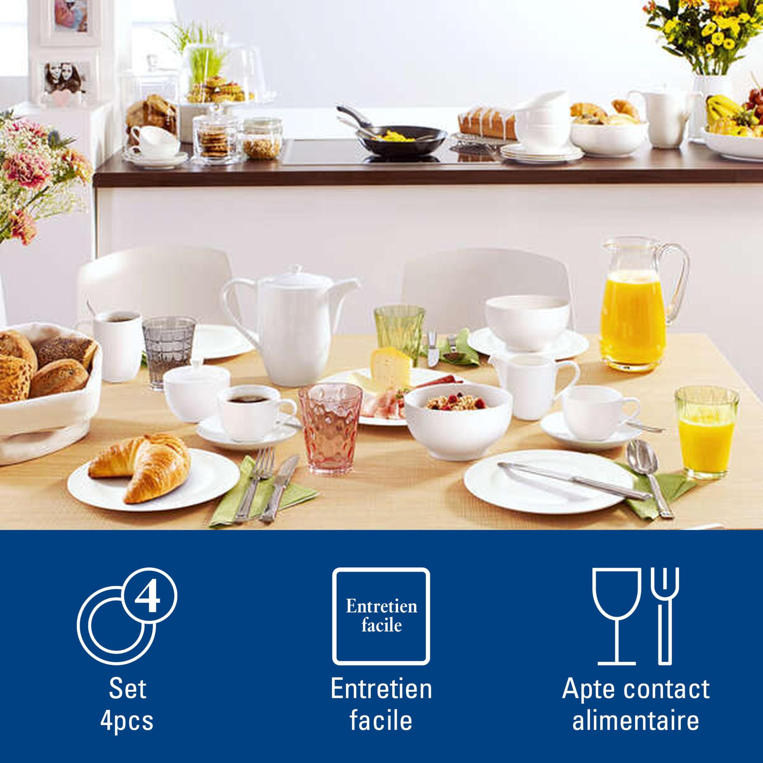 Villeroy & Boch For Me Ensemble à expresso, 4 pièces, Porcelaine Premium, Blanc