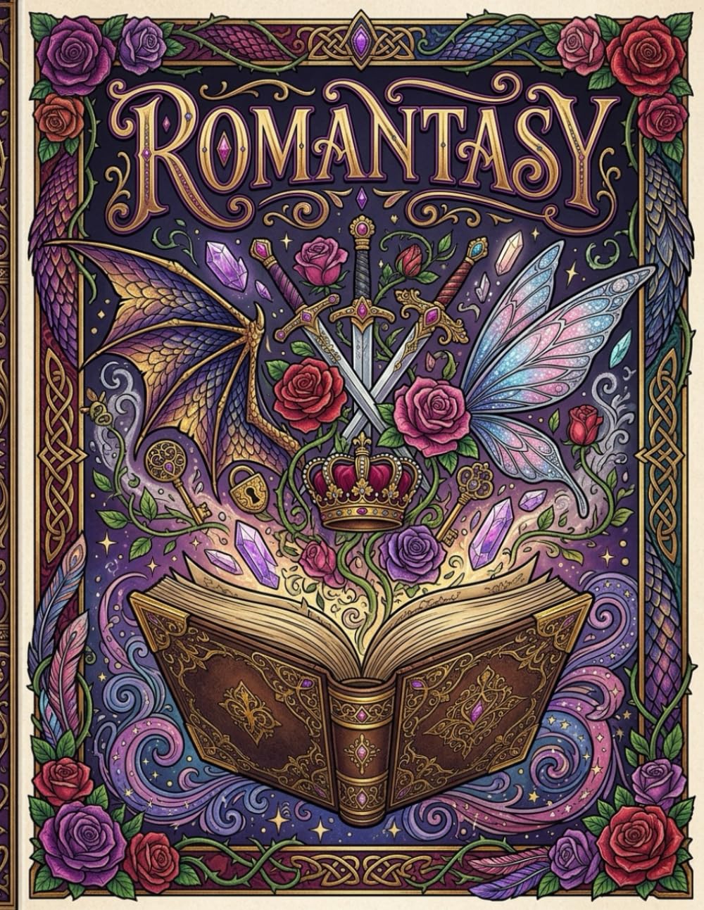 Romantasy: A Romantic Fantasy Coloring Book of Dark Romance, Magical Fantasy Creatures, & Enchanted Love Story Moments