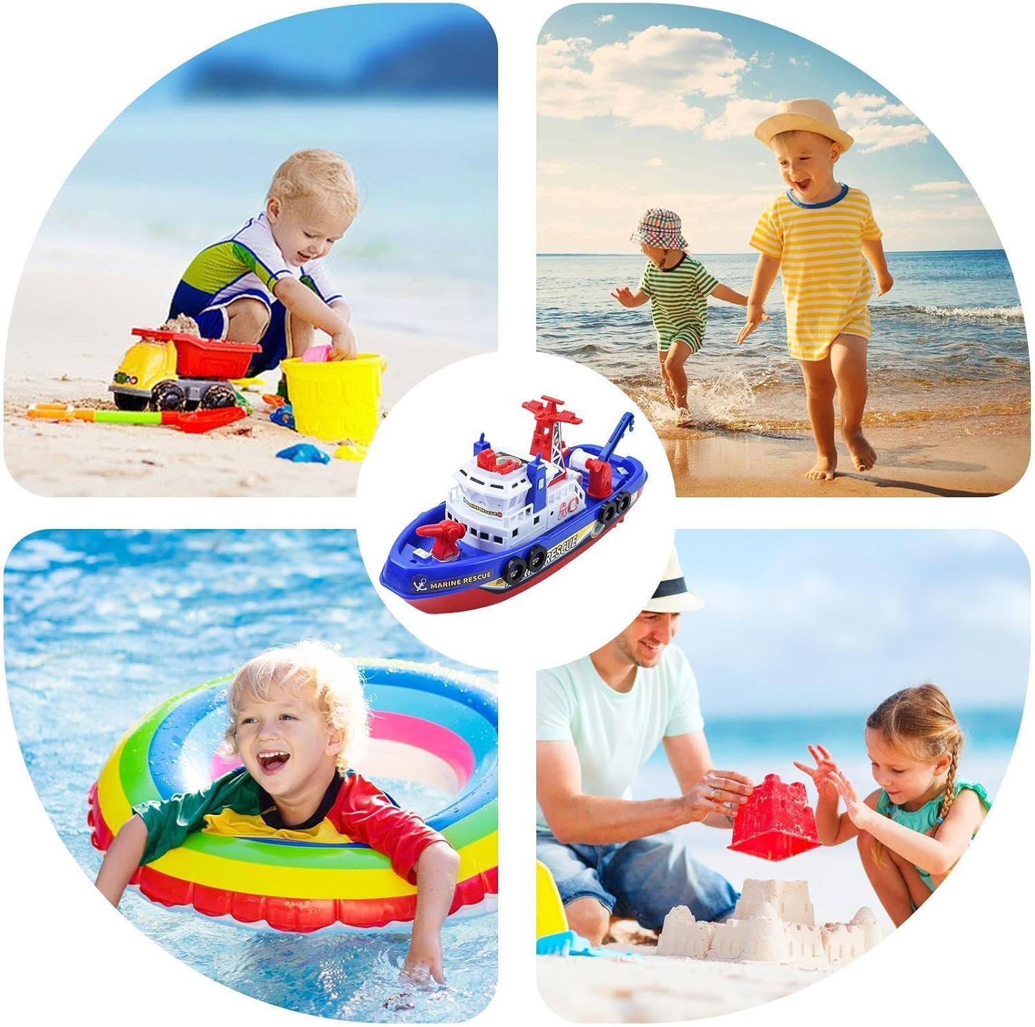 Fire Boat Bath Toys,Electric Toys Games Fire Boat - Battery Operated Ship with Automatic Water Spray, Lights & Music for Bathtub Pool Beach