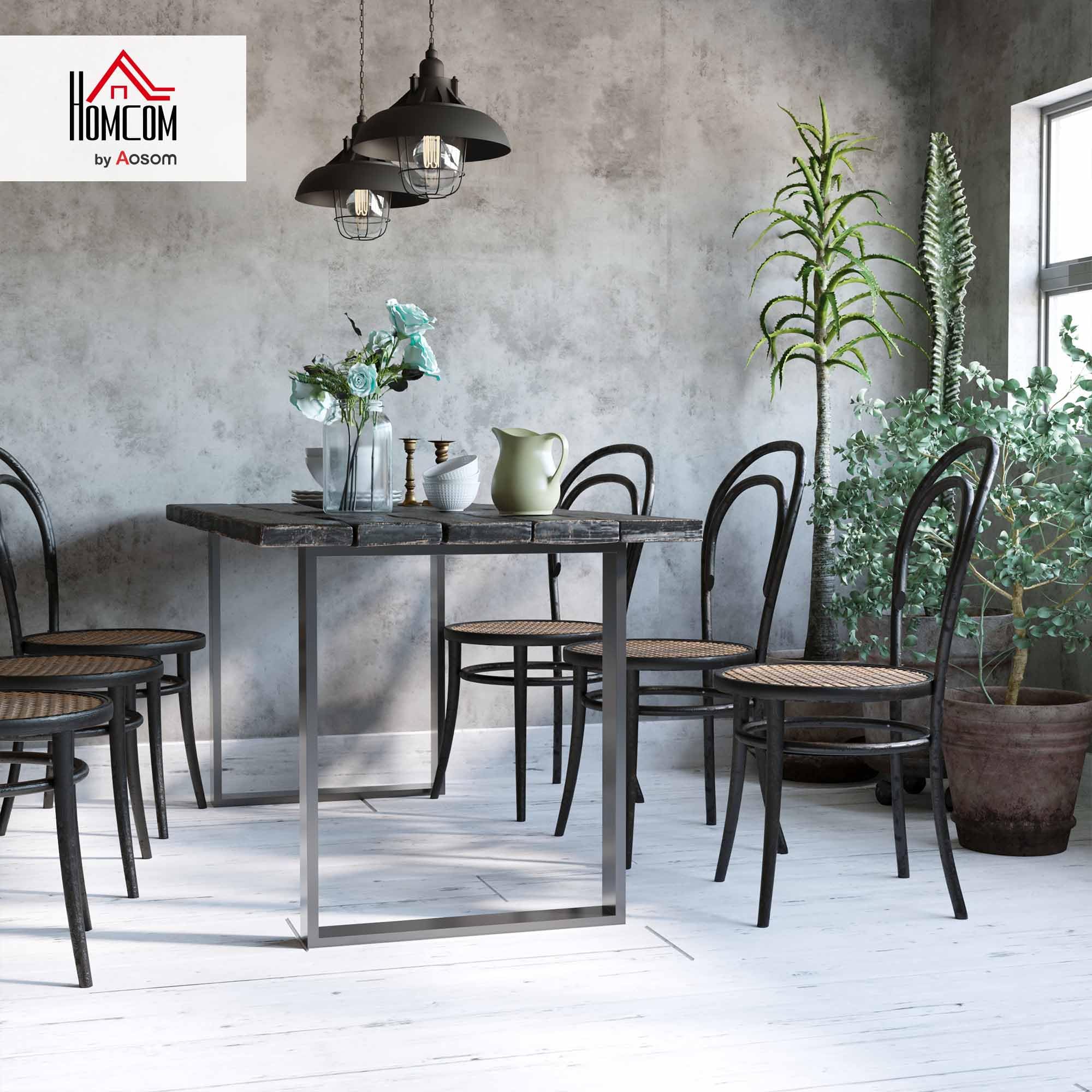 HOMCOM Juego de 2 Patas de Mesa de Acero 60x72 cm Patas Rectangulares de Mesa para Muebles de Bricolaje Estilo Industrial con Tornillos y Protectores de Suelo Negro