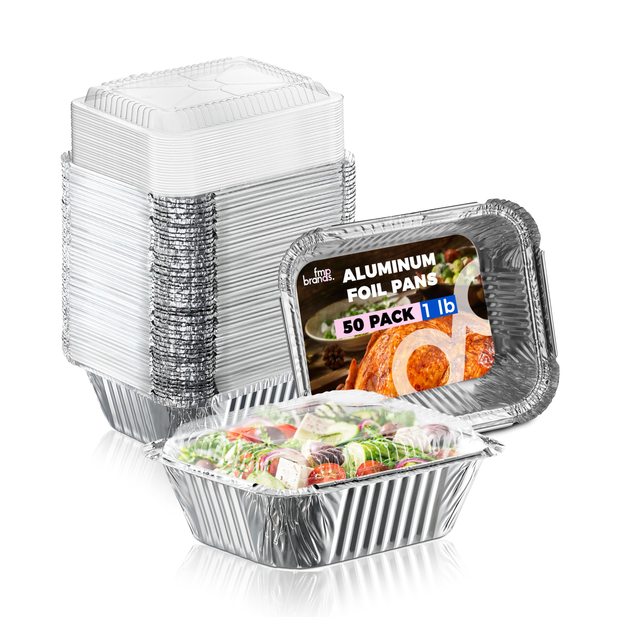 Fit Meal Prep 50 Pack 8" Round Aluminum Foil Pans With Clear Dome Lids, Pie Tins Disposable 8 Inch With Lids, Take Out Containers, Freezer Oven Safe Aluminum Baking Pans For Storing - View #4