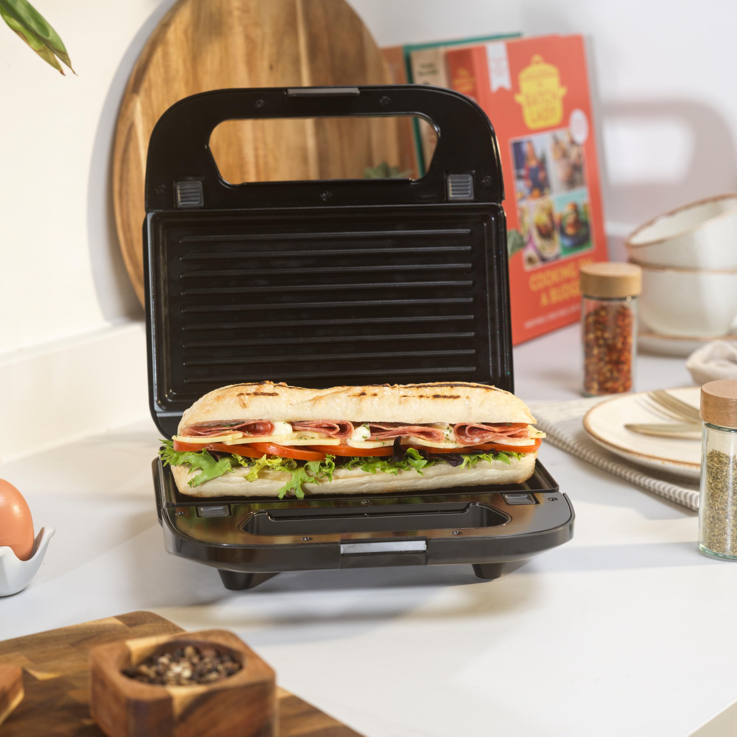 Salter 3-en-1 Snack Maker - Croque-monsieur, Gaufres, Paninis, Plaques Antiadhésives Amovibles Sans PFAS, Contrôle Automatique de la Température, Voyants d'Alimentation/Prêt, 750 W