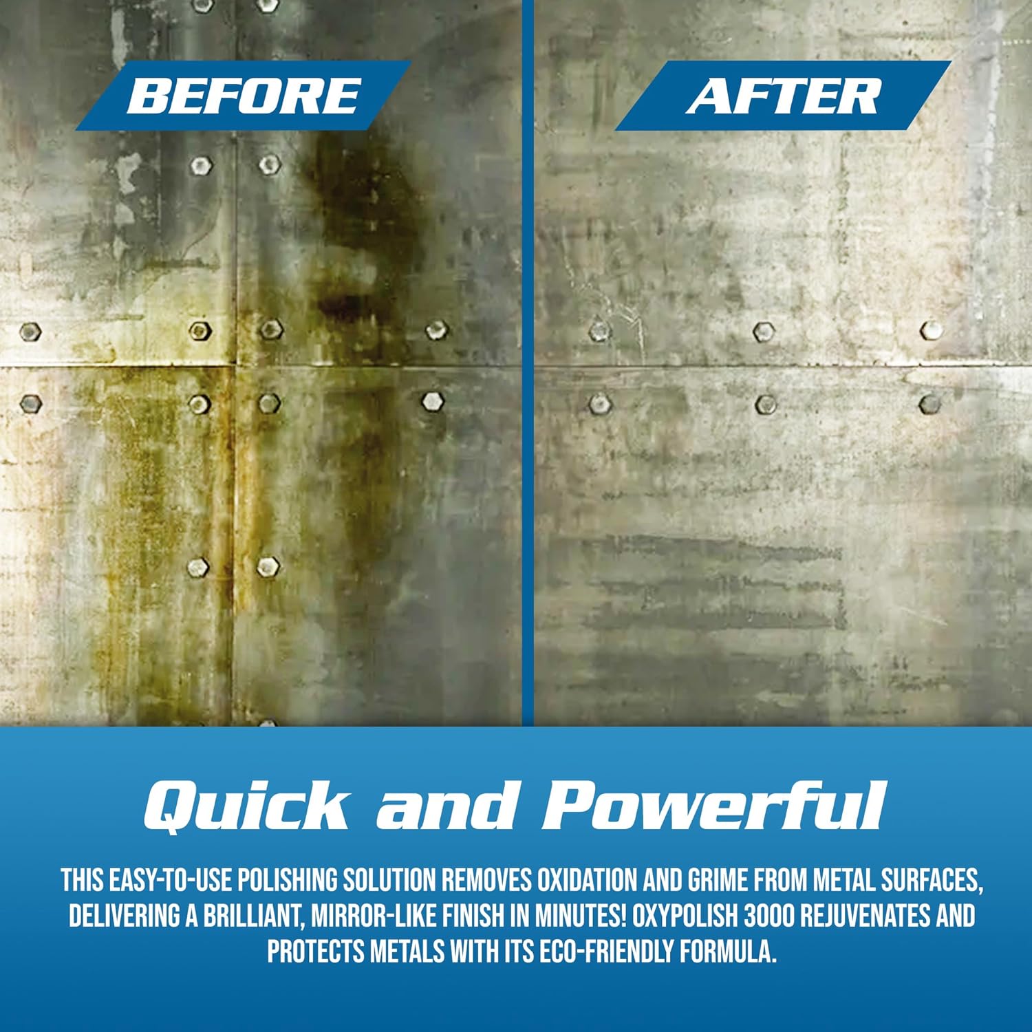OxyPolish 3000 - Metal Stain and Oxidation Remover, for Stainless Steel, Aluminum, Chrome, Removes Water Stains, Oxidation, Corrosion with Minimal Effort, Heavy-Duty Cleaner and Restorer - 1 Gallon