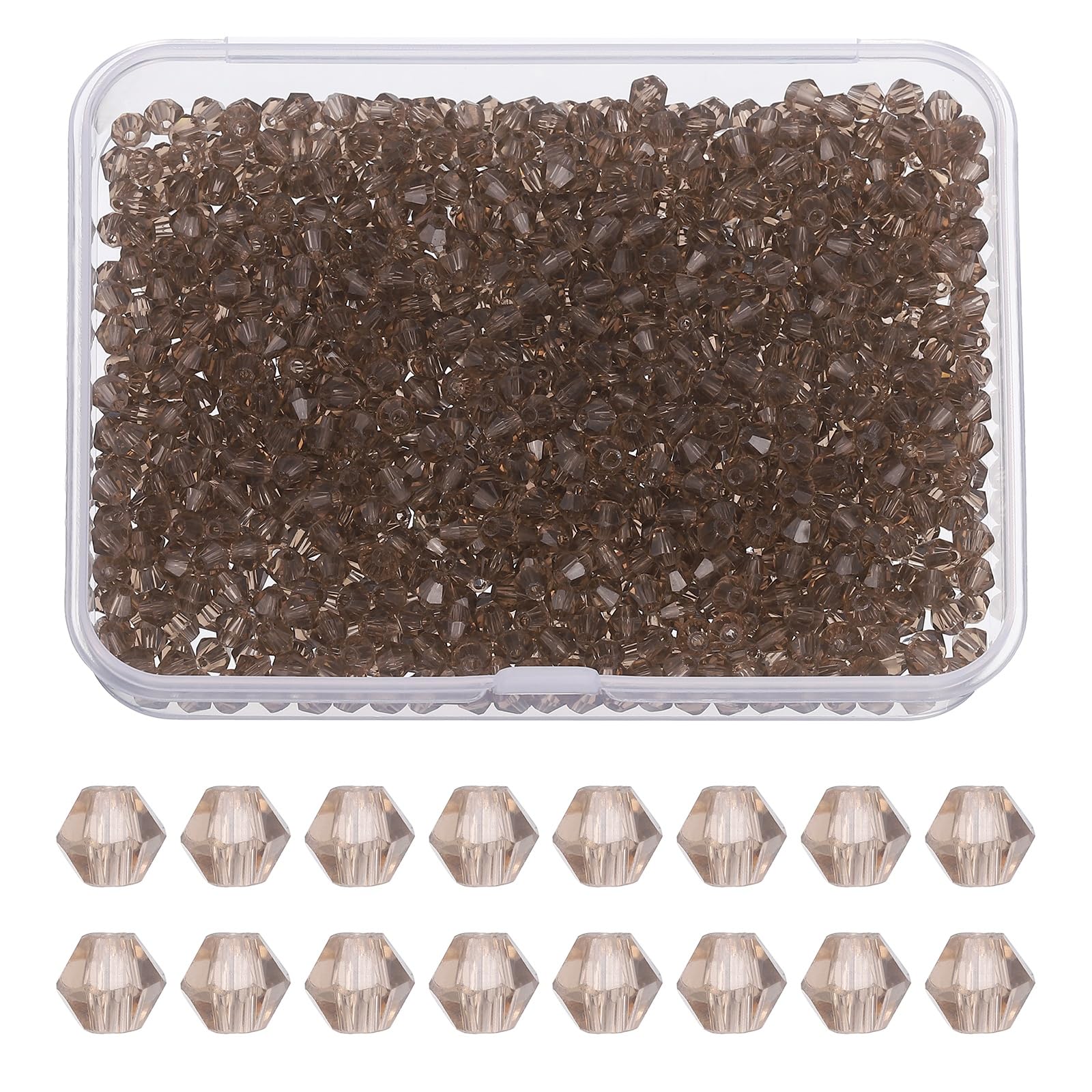PATIKIL 1000pcs 3mm Bicone Glass Crystal Beads, Gray