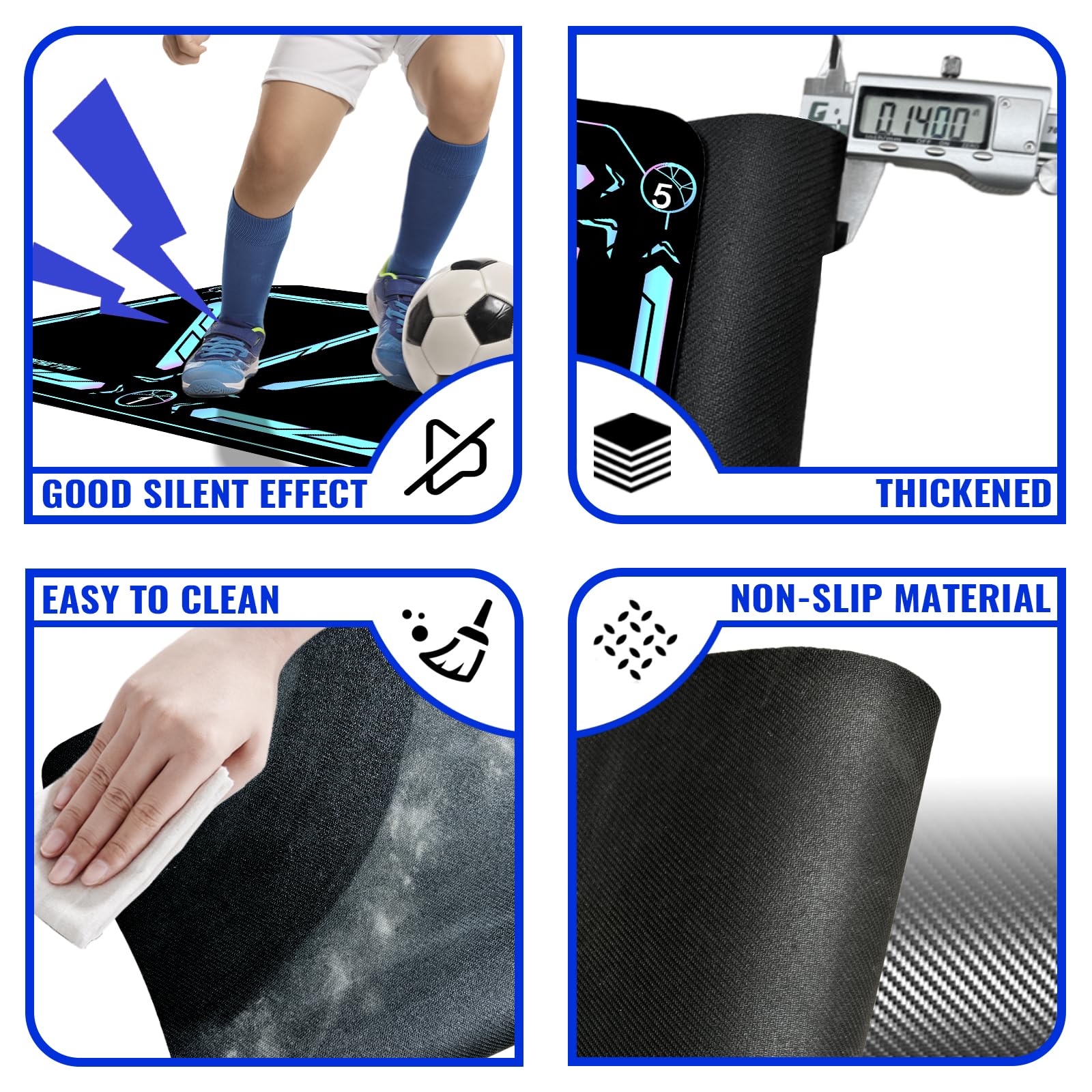 Soccer Training Mat with Soccerball socks-Non-Slip Soccer Training Equipment for Adults and Professional Athletes to Boost Speed, Strength & Coordination | Soccer Trainer for Indoor/Outdoor Drills