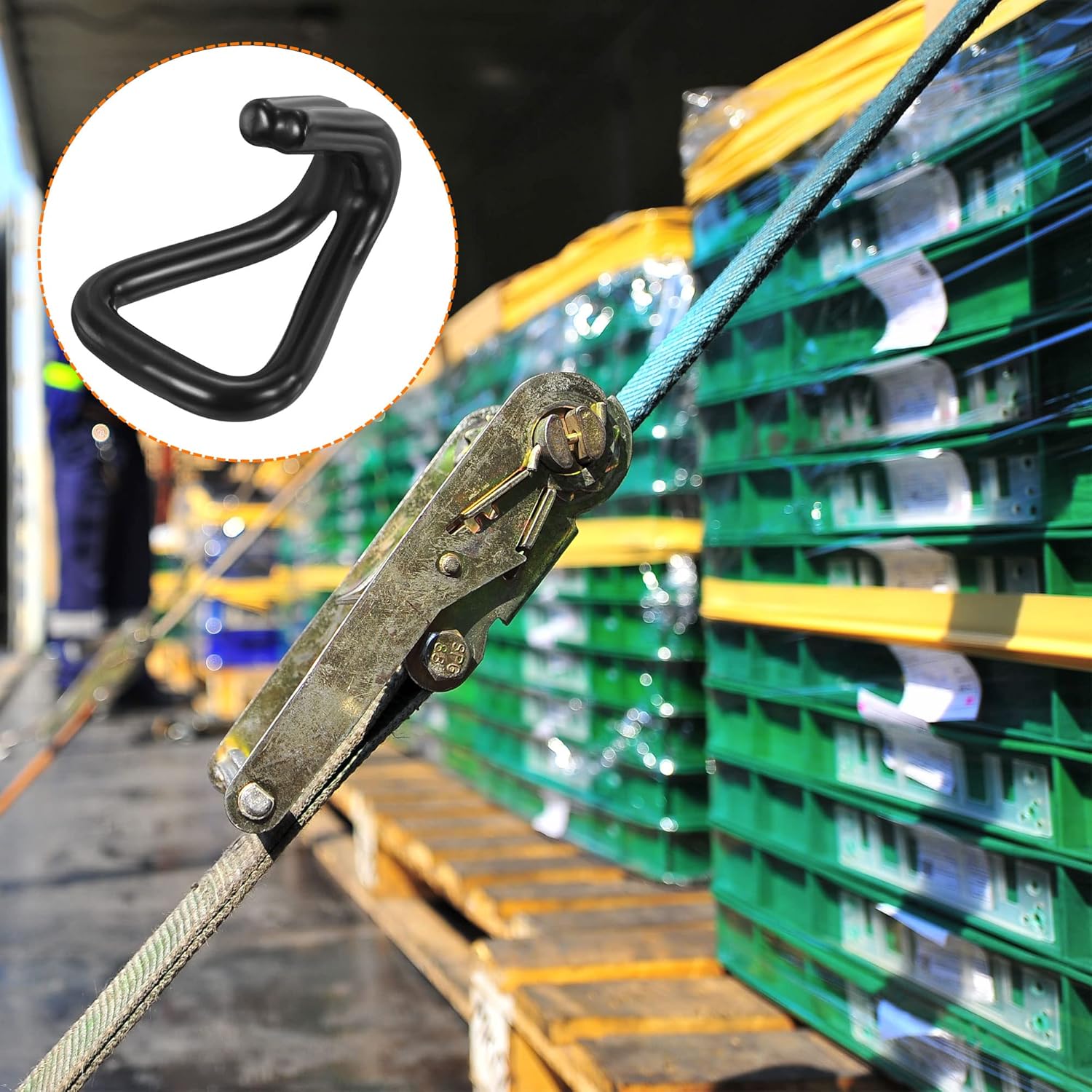 MECCANIXITY Ratchet Double J Strap Hook Load 5511 Lbs Black for 1.2" Tie Down Strap Webbing Car Truck Trailer Pack of 4