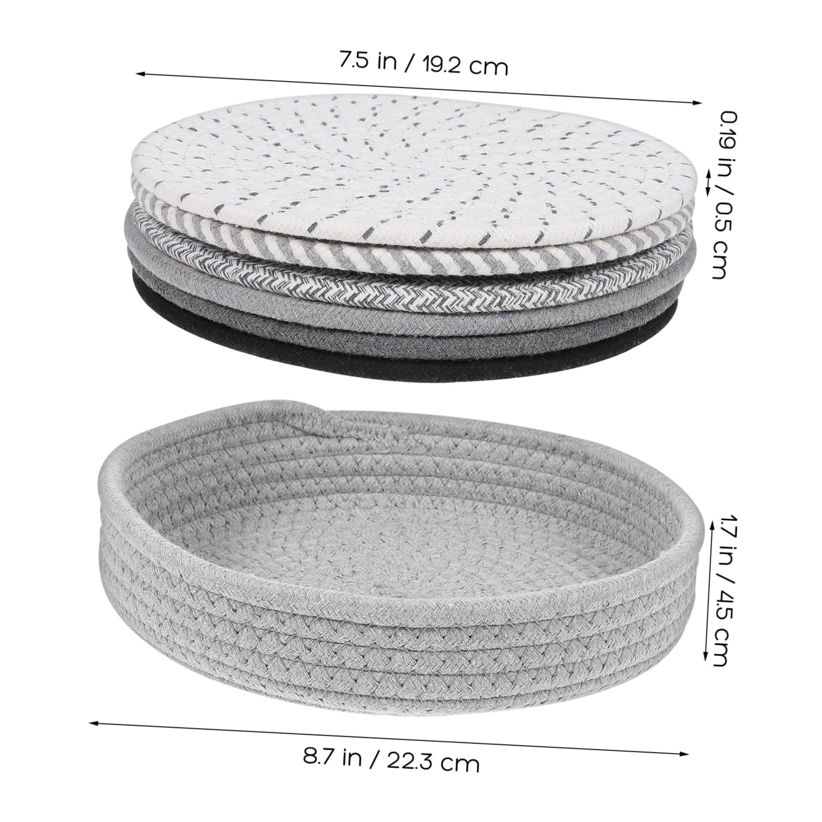 Didiseaon Sottobicchieri Rotondi in Cotone 20 Cm per Cucina Cestino Antigrippante e Durevole