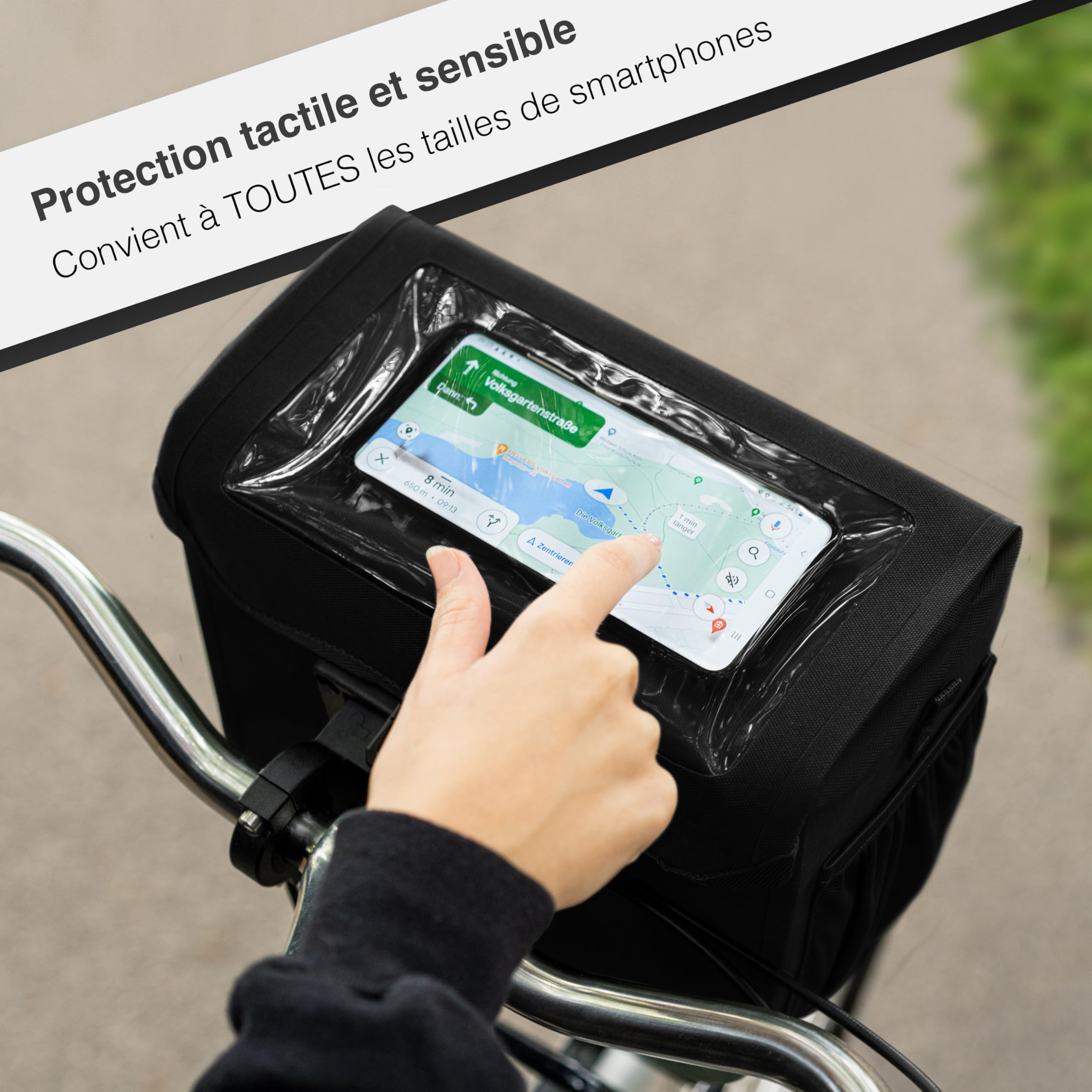 Valkental® x KLICKfix® - Sacoche de Guidon Étanche, 7L, Sac de Vélo Robuste avec Fermeture Magnétique et Compartiment pour Téléphone