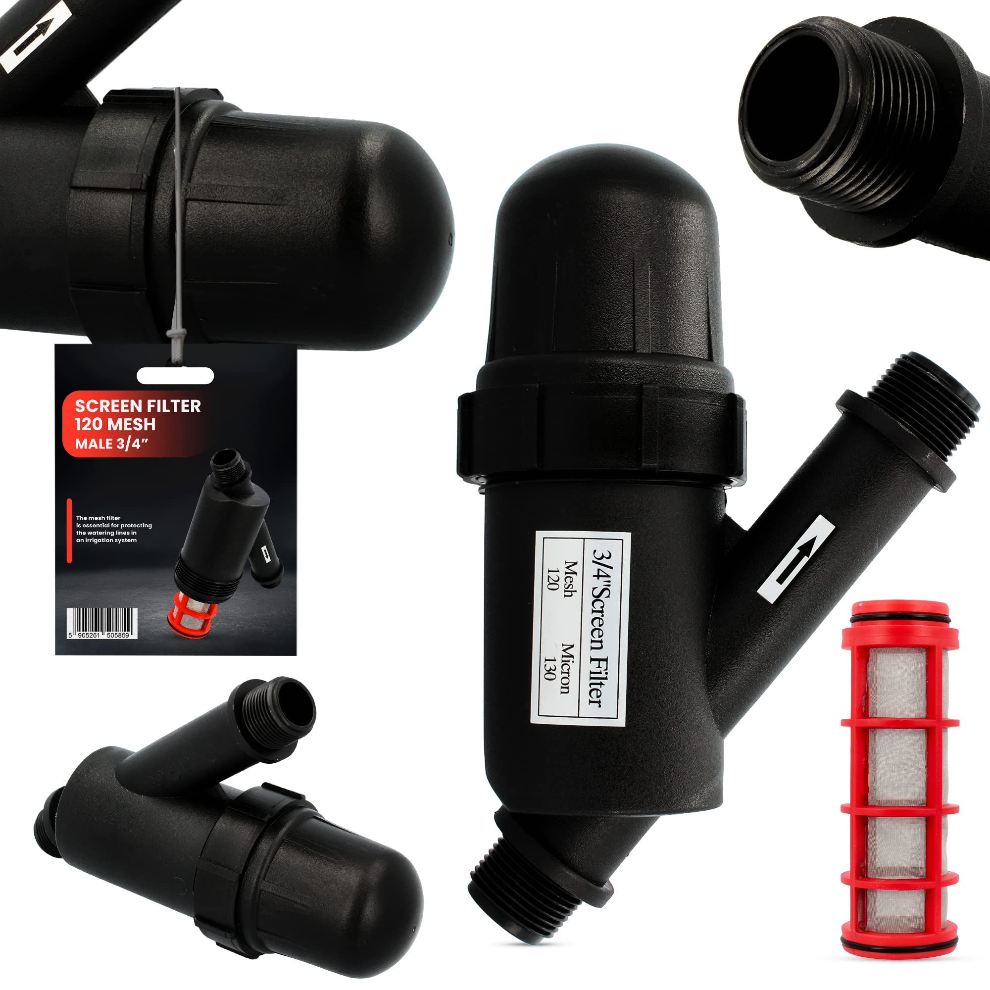 Filtr siatkowy Filtr nawadniający 120 MESH 3/4" AG Filtr wodny Siatka do kropielnicy System nawadniania ogrodów Sprężynowy system zraszający Filtr do pompy wodnej Hydrofor Zapobiega zanieczyszczeniom