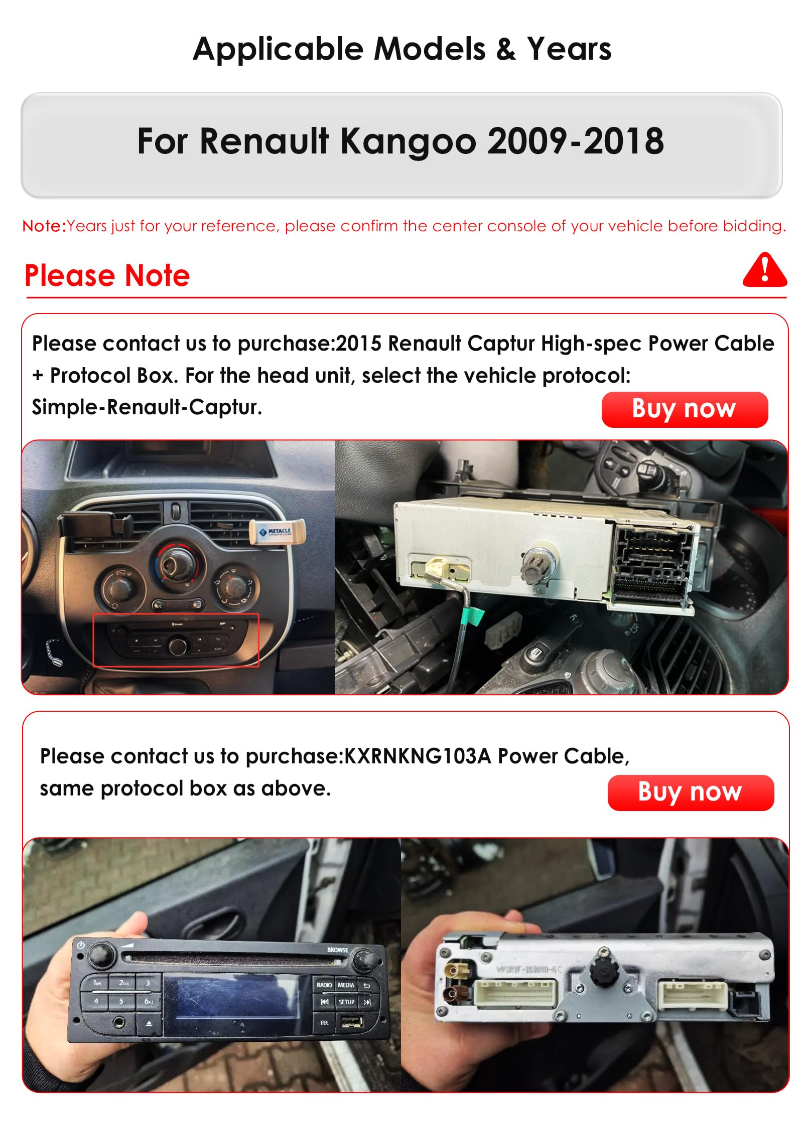 Radio de coche Android 14 de 9 pulgadas para Renault Kangoo 2009 – 2018, compatible con coche inalámbrico Carplay/Android, control del volante, WiFi/4G, AM/FM 4 núcleos, 2 GB y 64 GB