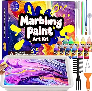 Wukon Water Marbling Paint Kit - Arts and Crafts for Kids, Water Marbling Paint Birthday Gifts Ideas for Girls & Boys Ages...