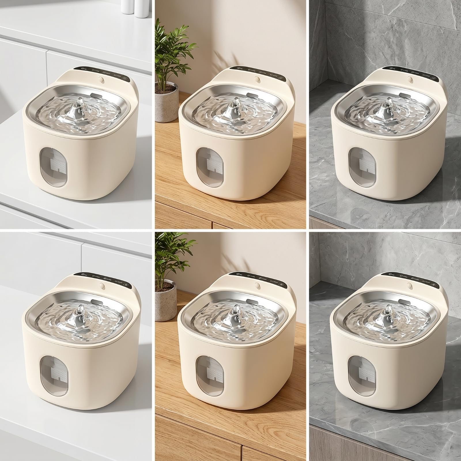 Fontana Automatica per Animali Domestici Distributore d'Acqua Abbeveratoio Serbatoio Acciaio Inox 304 Corpo Finestra, Bianco, Fontana per Animali Domestici Intelligente