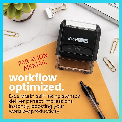 Miniatura 2 de ExcelMark PAR Avion AIRMAIL - Sello de goma autoentintado, tinta roja (A1539)