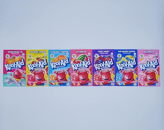 Kool Aid Packets Supreme Variety Pack 22 Assorted Flavors Unsweetened Powdered Drink Mix Including Blue Raspberry, Sharkleberry Fin, Pink Lemonade, and More