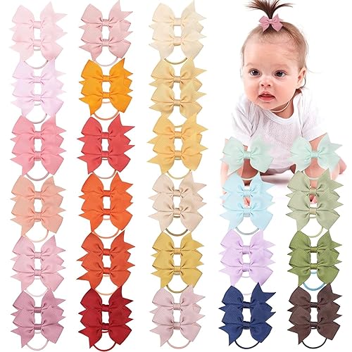 50 ligas para el cabello de bebé de 2 pulgadas, accesorios para el cabello de niños pequeños, bandas de goma sueltas y estiradas, soportes para cola