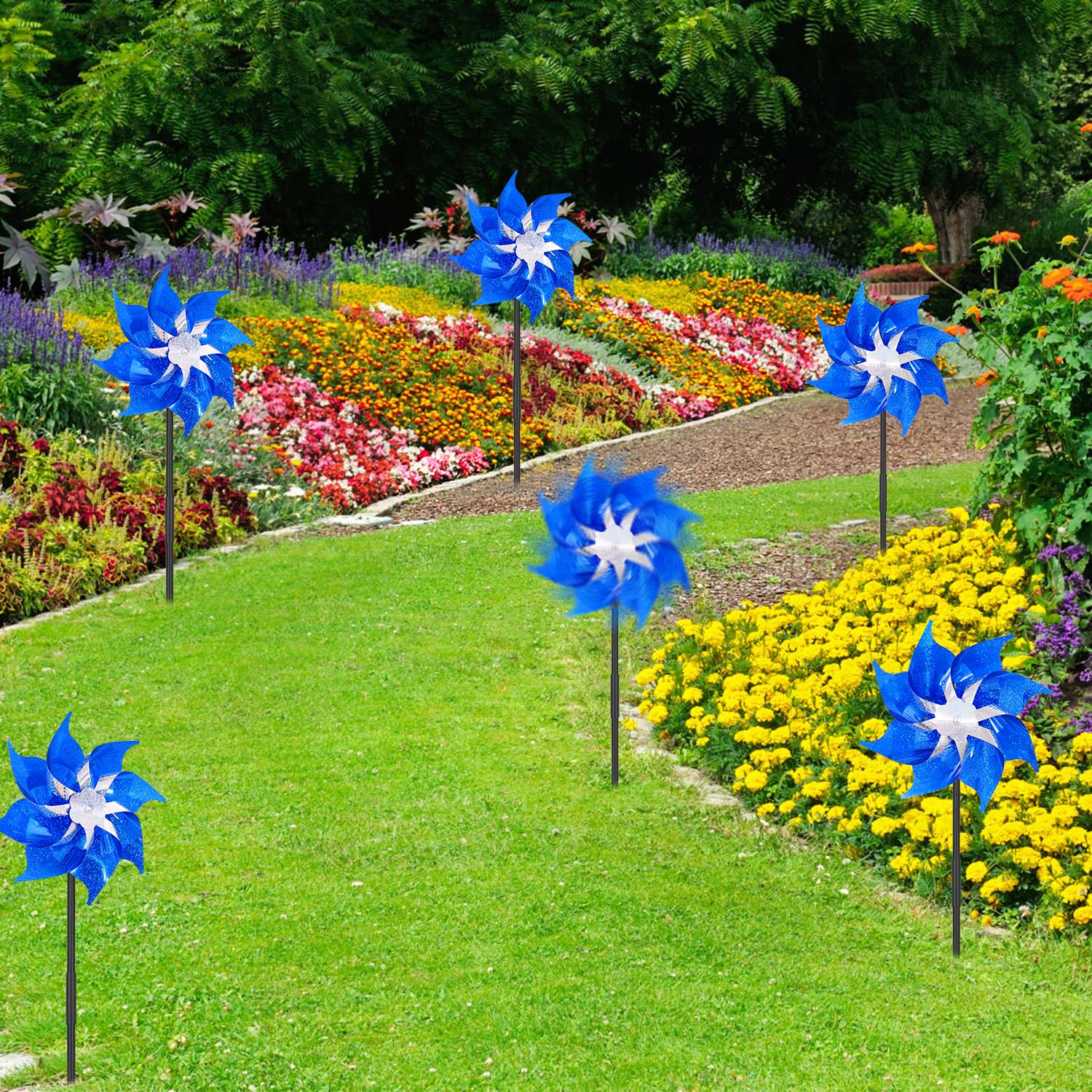 Milisten Moulin à Vent Décoratif en Fer 2 Pcs pour Jardin et Terrasse Résistant aux Intempéries et Élégant Style Aléatoire