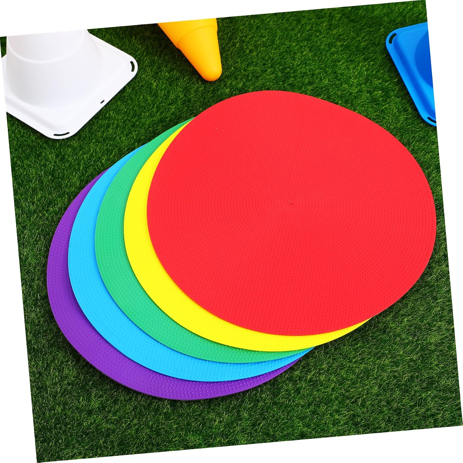 Soccer Field Equipment 10 Pack Flat Disc Markers Circular Floor Markers for Training in Red