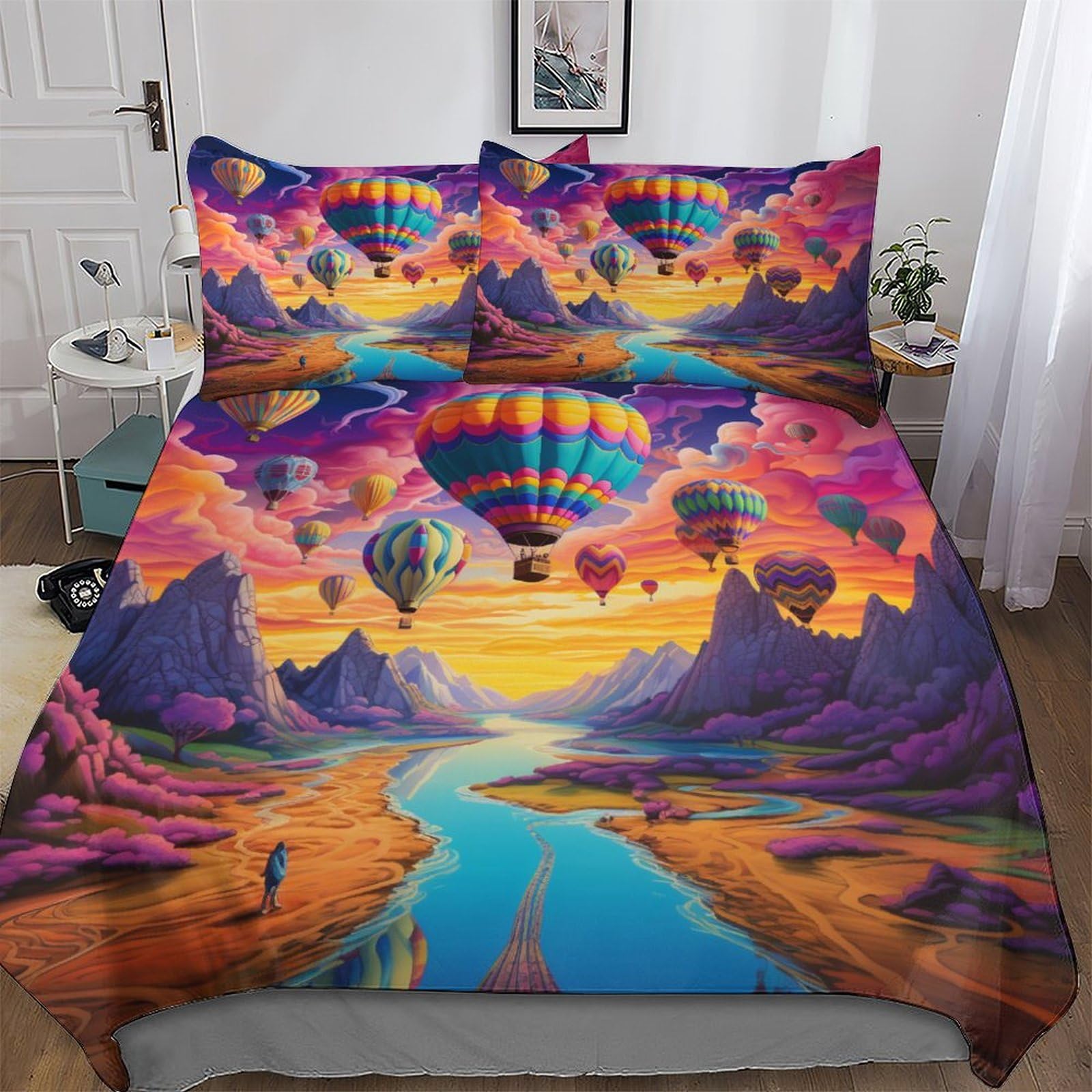 Montgolfière housse de couette 200x200 pour une chambre d'enfant douce et épurée