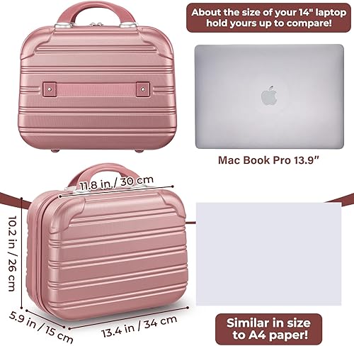 Miniatura 2 de Noverlife Estuche de viaje cosmético portátil de 14 pulgadas, a prueba de presión, ABS, maleta, mini equipaje de mano de viaje con banda elástica,