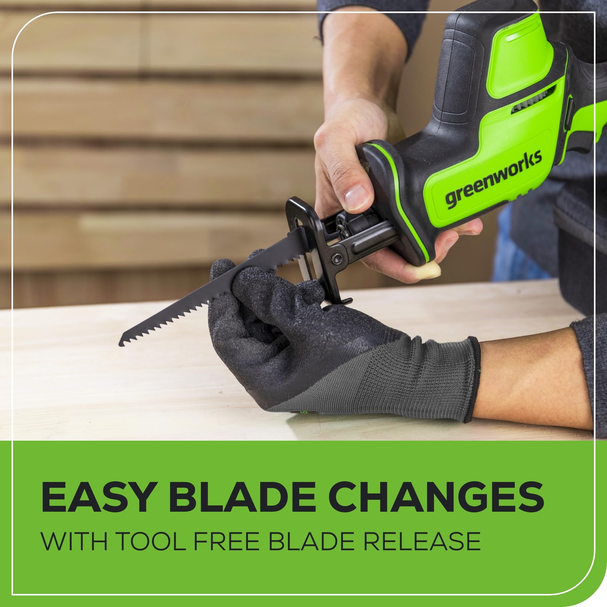 Greenworks 24V Brushless Compact One-Handed Reciprocating Saw (3,000 SPM), Cordless Powered Variable Speed Recip Saw, Battery Not Included