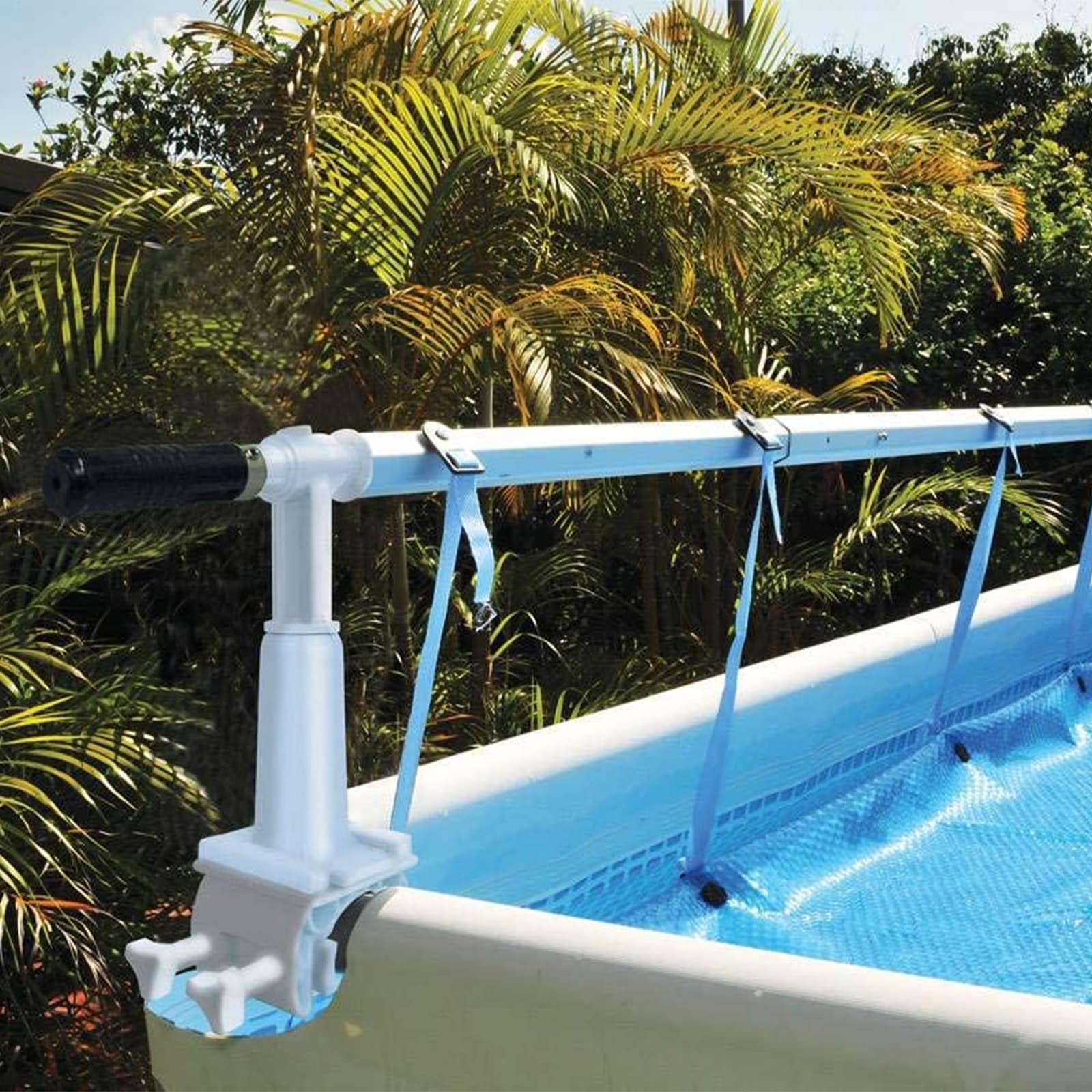 PISCINEO Enrouleur Piscine Hors Sol pour bâche à Bulles Solaris II, Blanc