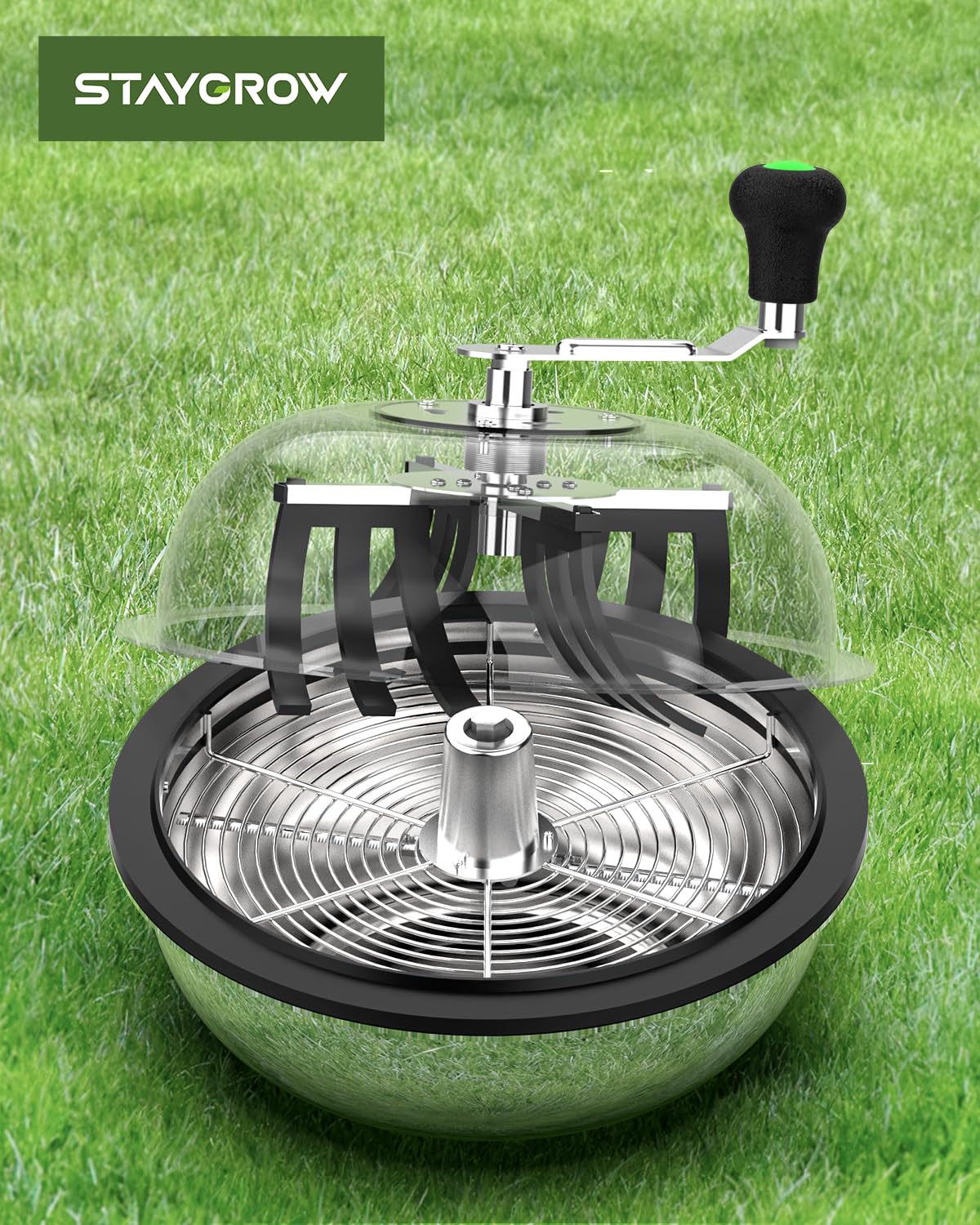 Decespugliatore per boccioli da 33 cm, ciotola da 33 cm con cupola trasparente e lame affilate in acciaio inox, per boccioli di taglio rotanti, fiori, foglie, piante idroponiche
