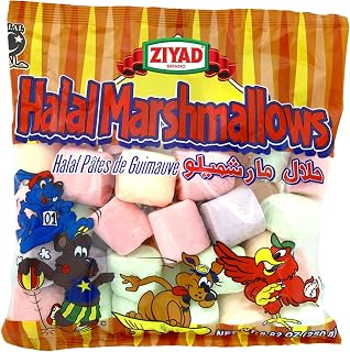 Ziyad Gourmet Halal, Multi-colored Large Marshmallows, Fruity, Pork-Free, Egg-Free, Dairy-Free, Gluten-Free, Perfect for Holidays and S’mores, 8.80oz
