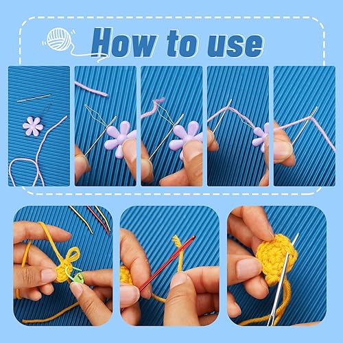 Miniatura 4 de UzecPk 48 piezas de agujas para tapicería de hilo, agujas para tejer, 3 tamaños de aguja de ojo grande y zurcido con 20 marcadores de puntada, caja