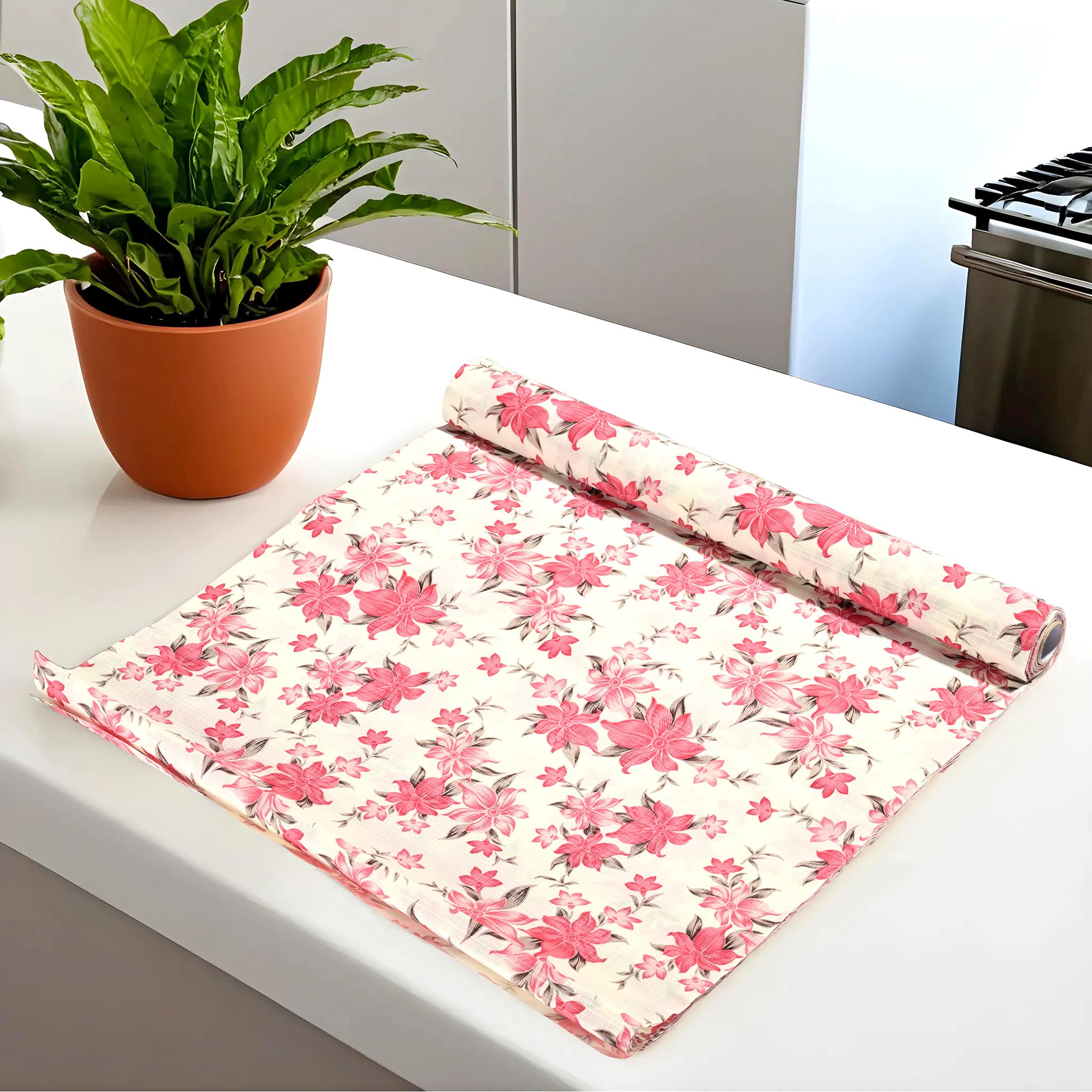 Kuber Industries Shelf Liner | Kitchen Cabinet Shelf Protector | Kitchen Liners for Cabinets and Drawers | Drawer Liner Mat | Marble Shelf Liner Cabinet Mat | 5 MTR | Brown