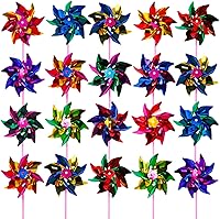 Elcoho 100 Pack Rainbow Plastic Pinwheels - DIY Windmill Party Toys for Kids, Garden Lawn Decor, Assorted Colors