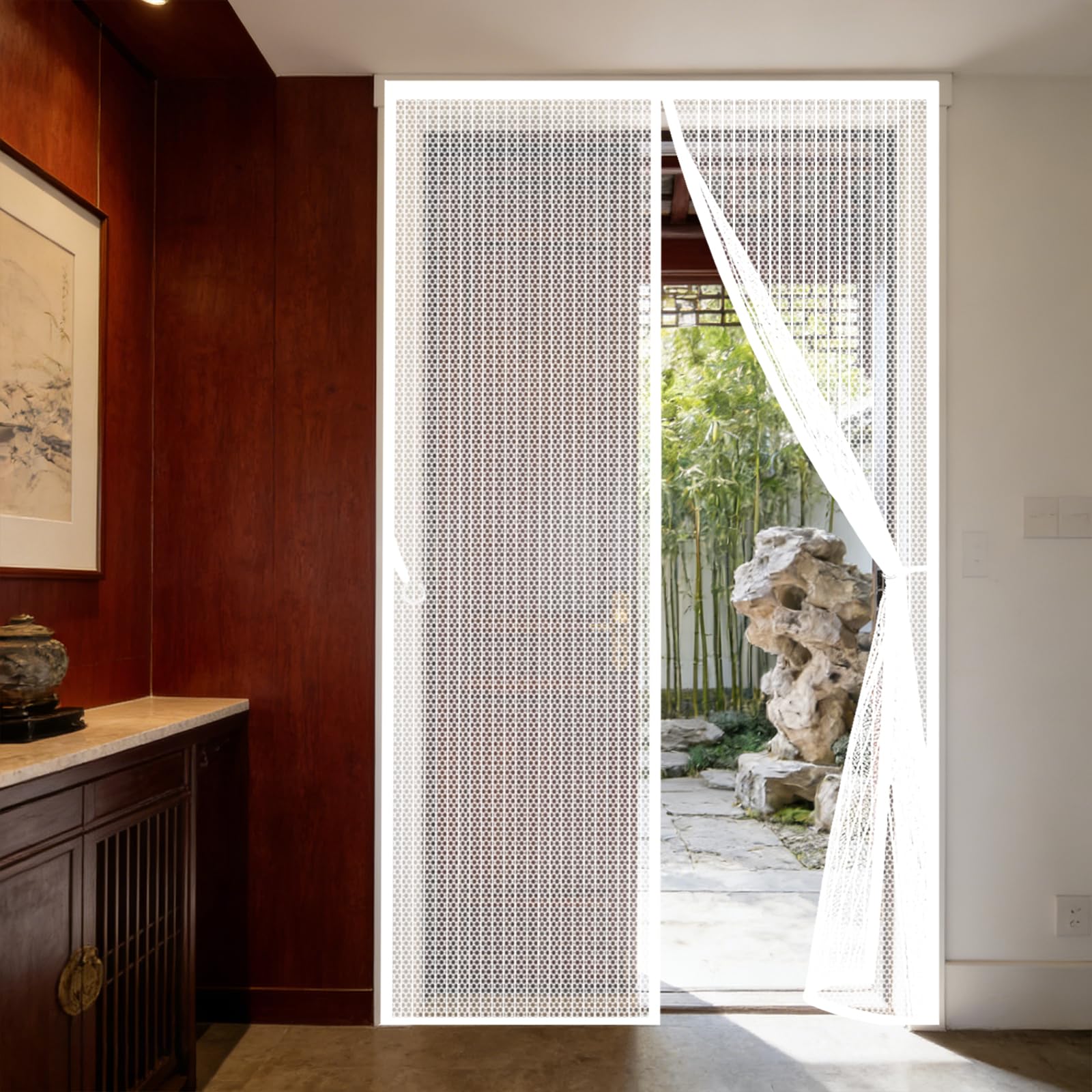 Moustiquaire magnétique 150 x 215 cm blanche anti-insectes pour la maison