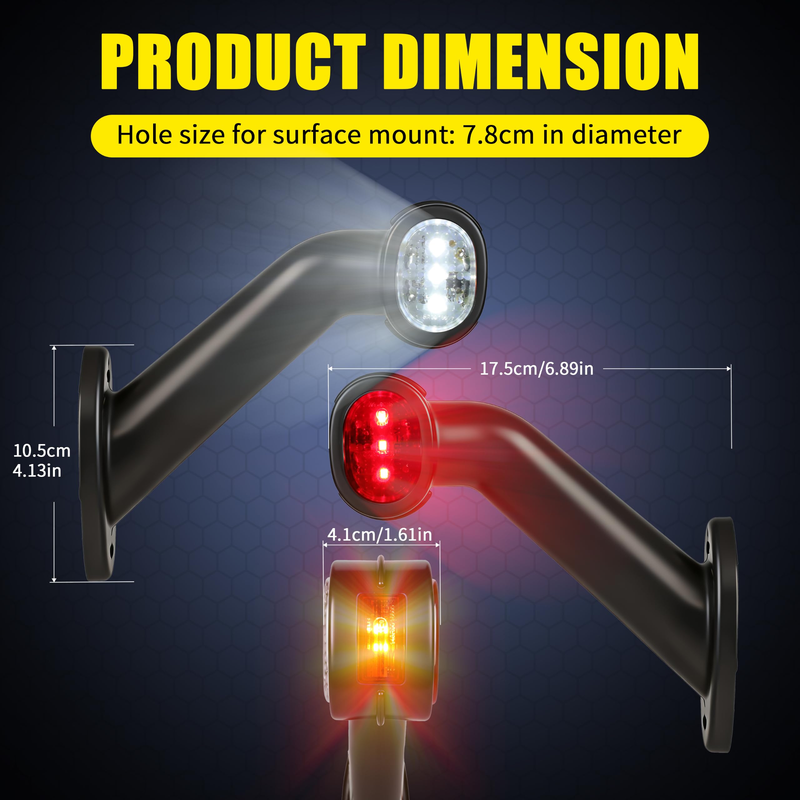 2 luces LED de gálibo 10-30 V, resistentes al agua IP67 con certificado E9, luces de posición laterales para remolques, camiones, caravanas
