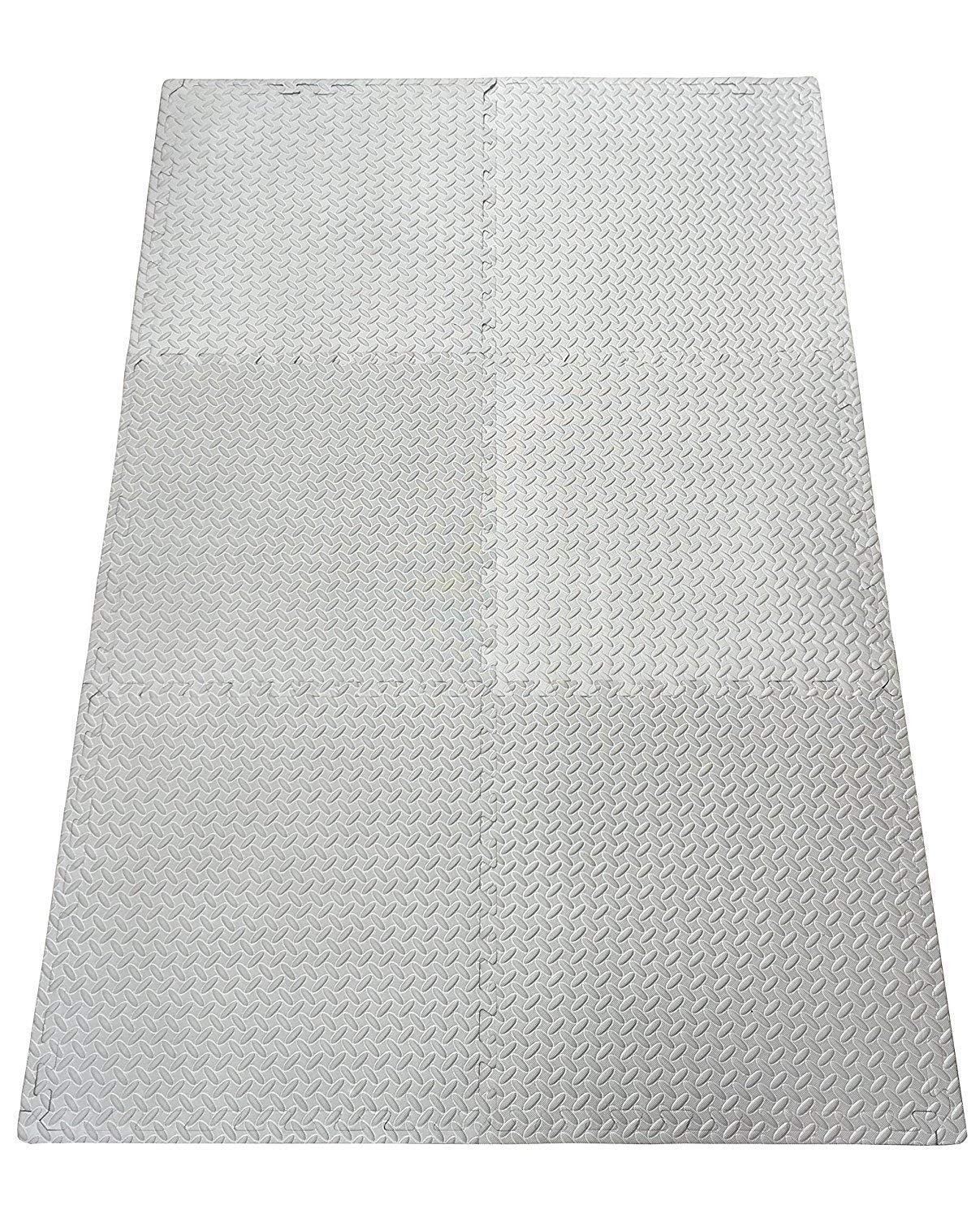 GSQUARE Fitness Puzzle Mat, Gym Floor Mat, Exercise Mat, EVA Foam Interlocking Tiles, Protective Flooring for Gym Equipment and Workouts, 12mm Extra Thick (Grey, 4pcs - 16 Square Feet) 3