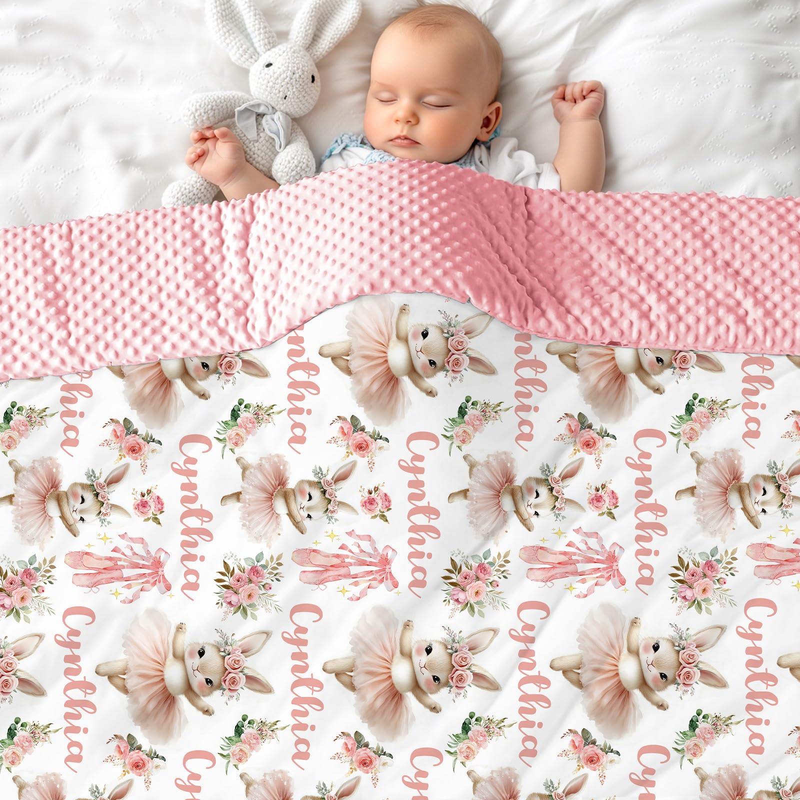 papasgix Personalised Baby Blanket for Newborn, Soft Plush Blankets with Dotted Backing, Custom Baby Blanket with Name Customised Baby Gift for Birthday Baby Shower