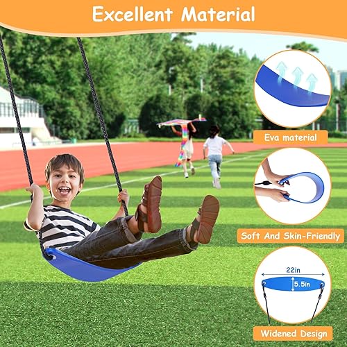 Miniatura 5 de Juego de columpios para patio trasero, juego de columpio de 440 libras con soporte de metal resistente en A para exteriores, 1 asiento de columpio