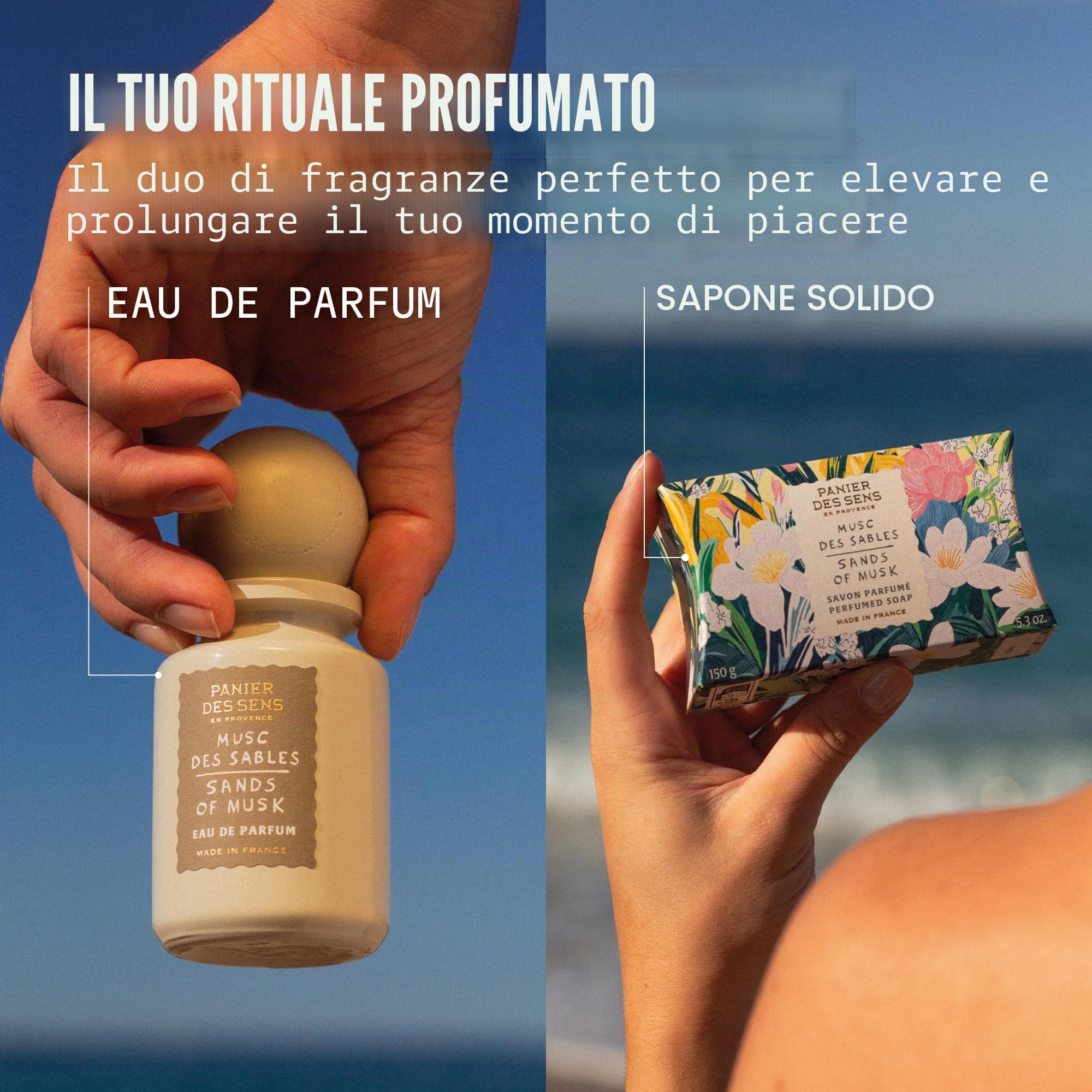 Panier des Sens - Profumo Donna Musc des Sables – Profumo floreale e muschiato – Fragranza femminile al quotidiano – Eau de Parfum elaborata a Grasse, France – Regalo per donna – Elegante cofanetto